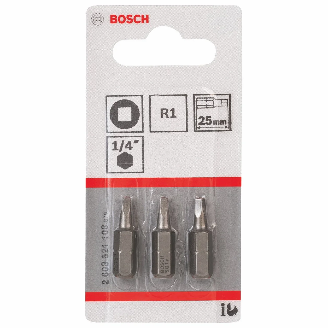Bosch Professional Bit ekstra twardy do śrub czworokątnych wewnętrznych (R1, długość: 25 mm, 3 sztuki)