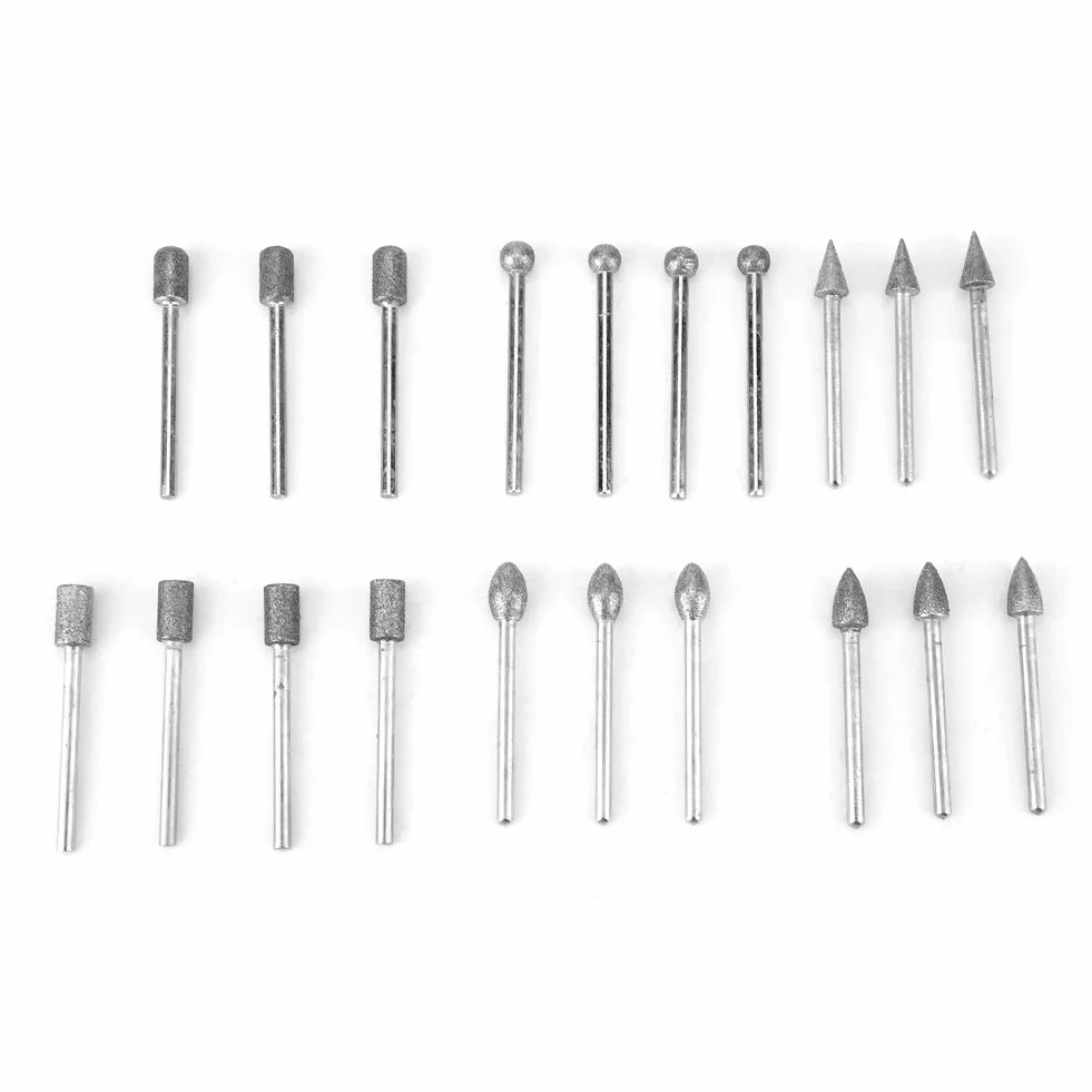 20 teile/satz Diamant Schleifen Polieren Bohrer Rotary Point Hartmetallfräser für Power Drehwerkzeug Zubehör