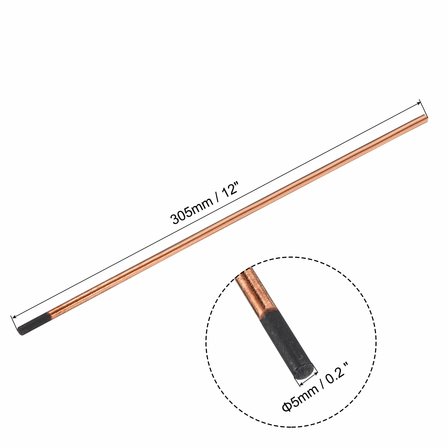 PATIKIL 10 szt. 5 mm x 305 mm (3/40.6 cmx30.5 cm) węglowe pręty żłobienia powietrznego miedziane grafitowe pręty elektrody do spawania