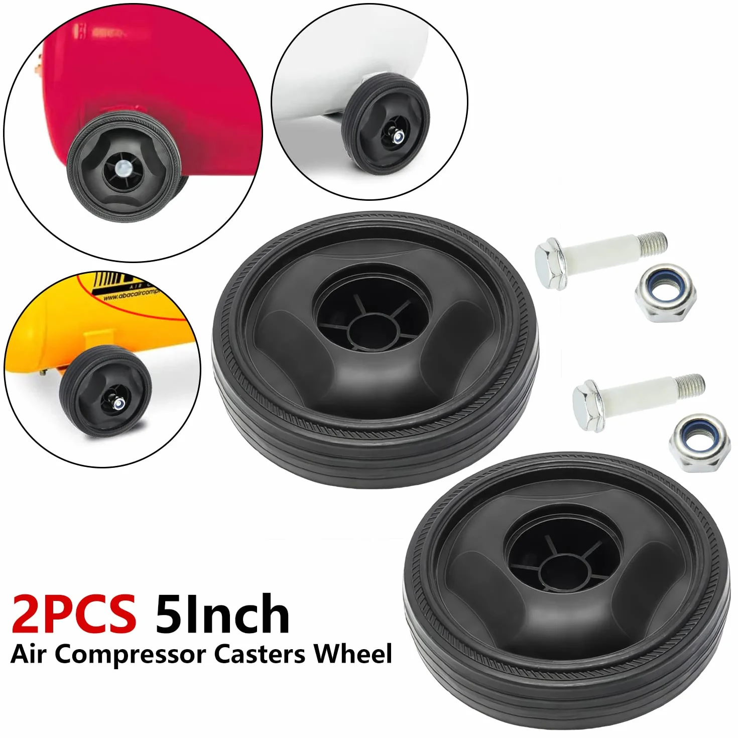 Othmro Plastikowe koło do sprężarki powietrza 115 mm, średnica zewnętrzna 28 mm, 2 szt