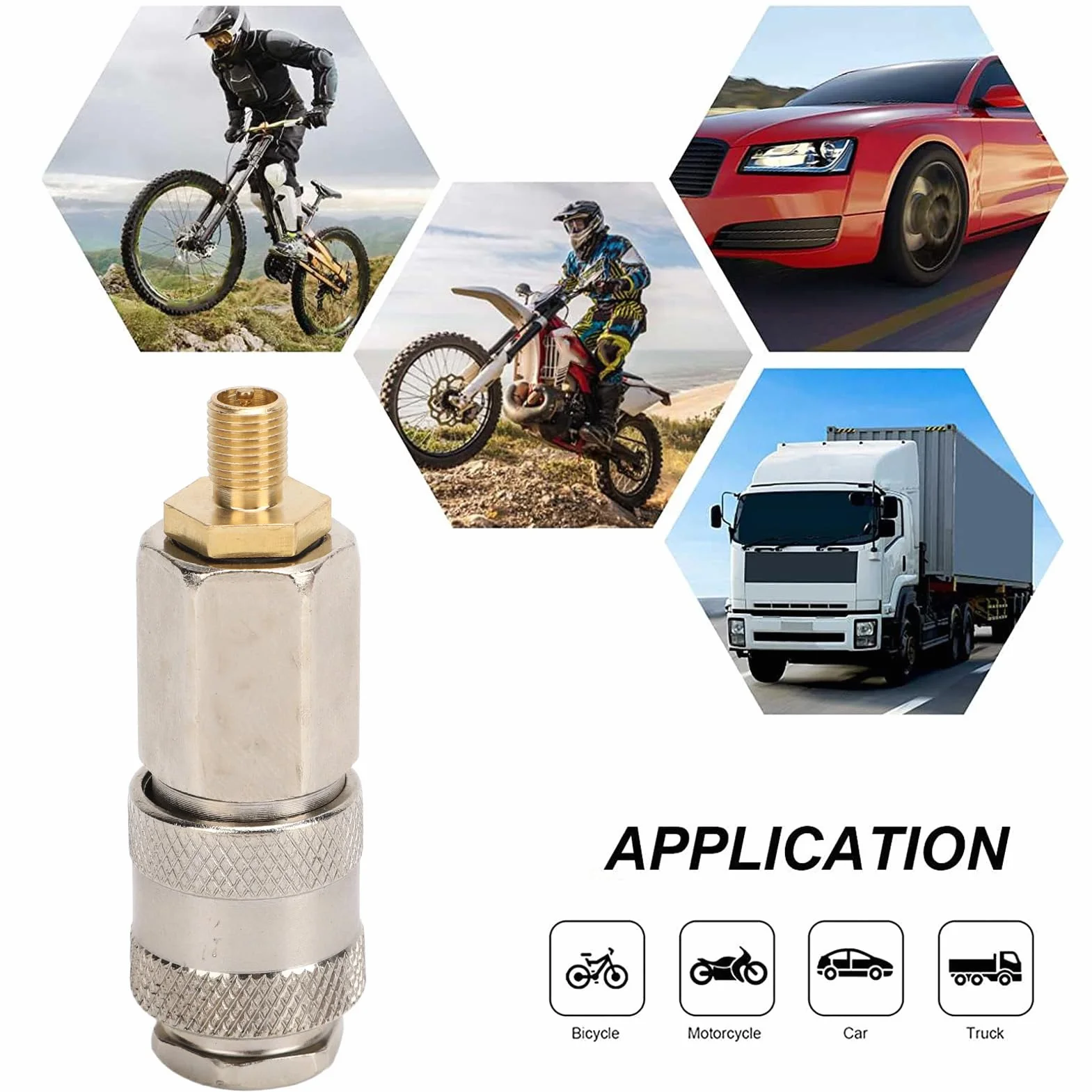 Adapter do Pompowania Opon, 2 Sztuki Adapterów do Przenośnych Sprężarek Powietrza Wytrzymały Stalowy Gwint Męski do Zaworu Amerykańskiego Szybkozłącze 3 w 1 do Pompki do Opon