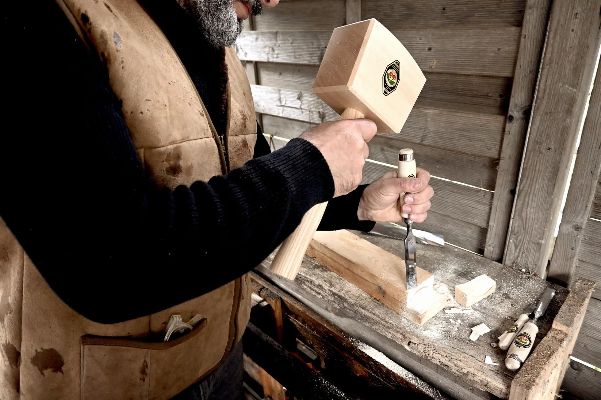 Kirschen 6160-140 kluby stolarskie, główka z białego buku z trzonkiem jesionowym, zgodnie z DIN 7461, długość główki 140 mm