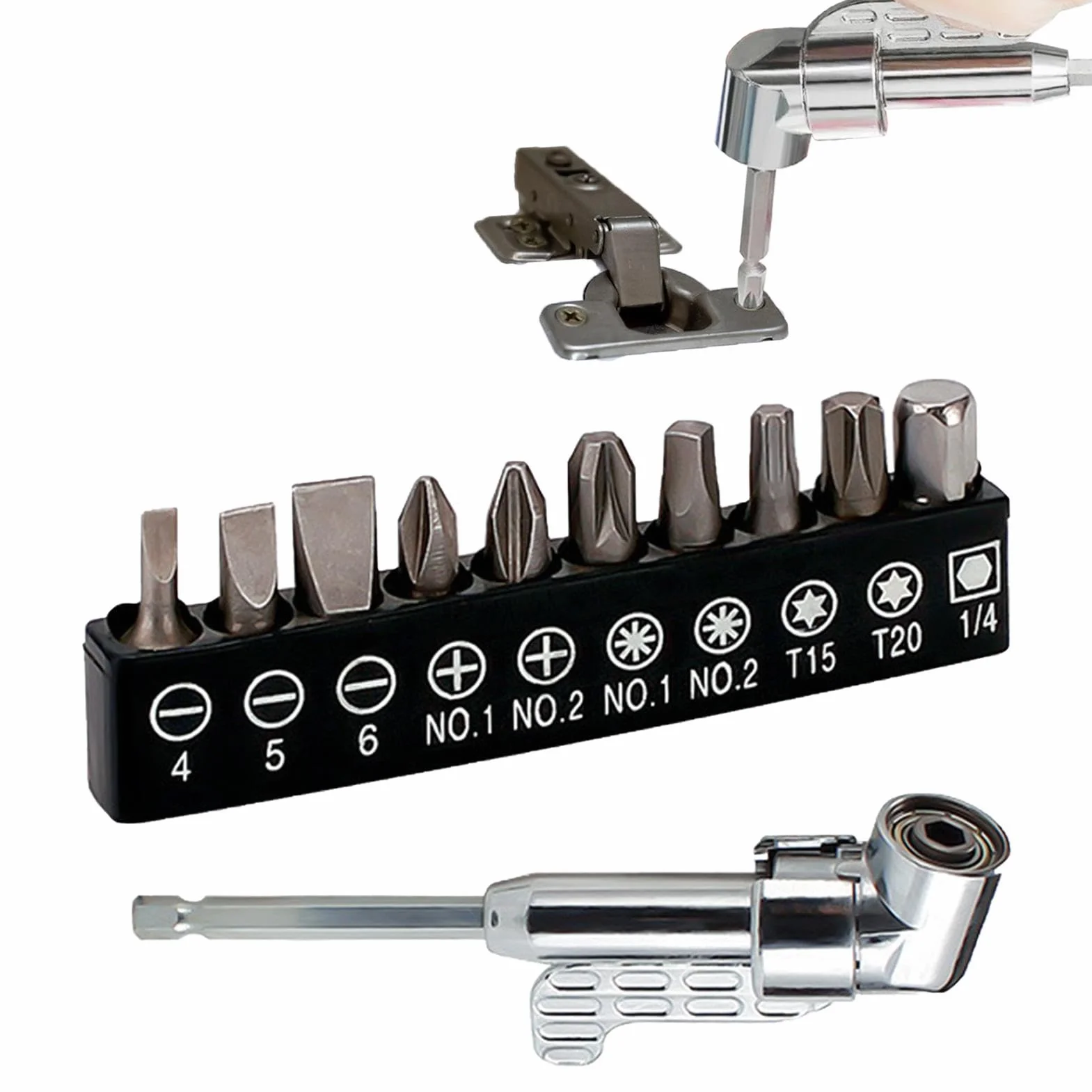 Right Angle Drill, Screwdriver Bit Set, Drill 90 Right Angle, Pocket Screwdriver, Extension Right Angle Drill, Versatile Right Angle Design Comprehensive Screwdriver Set for Men Husband Dad