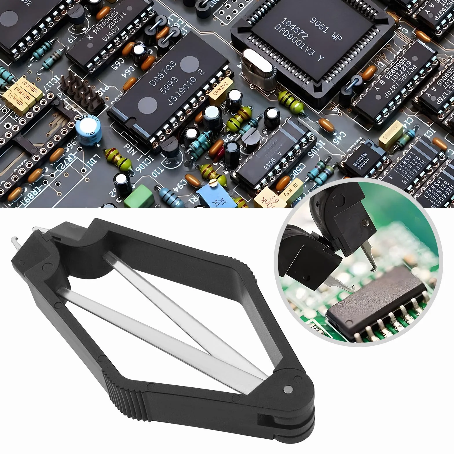 Create idea 2 szt. ekstraktor IC ze stali nierdzewnej, ściągacz chipów, narzędzie do ekstrakcji wiórów PLCC, narzędzie do usuwania wiórów, wspomagane sprężyną, ściągacz do chipów w kształcie litery U,