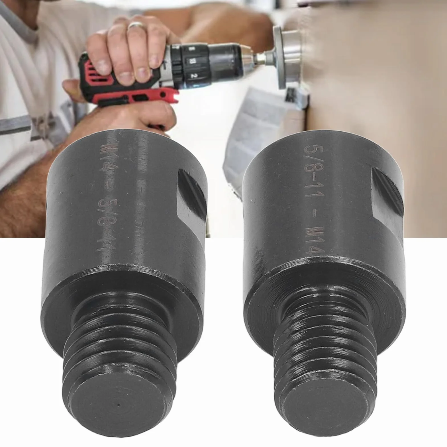 2-częściowy Adapter Gwintowy, Stabilne Połączenie do Elektronarzędzi, Wysoce Kompatybilny z Różnymi Bitami, Stal Stopowa, 5/8 Cala do M14 i M14 do 5/8 Cala