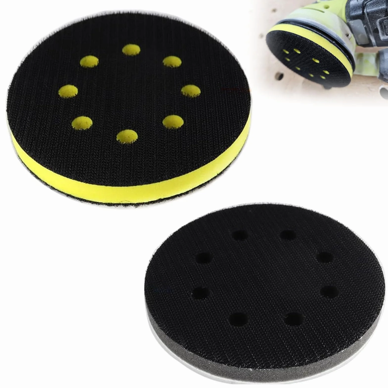 2 sztuki 8 otwory 125 mm gąbka Interface Pad podkładka z rzepem do tarczy szlifierskiej, Pad Saver 125mm, osłona tarczy szlifierskiej z miękką podkładką, pianka do szlifierki orbitalnej