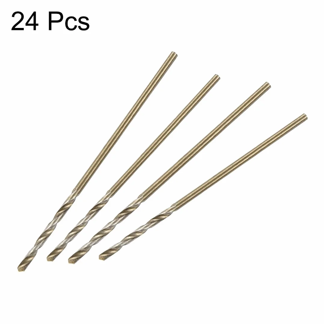 QUARKZMAN 24 sztuki wierteł spiralnych z prostym trzpieniem 1 mm, stal szybkotnąca powlekana tytanem i czarnym azotkiem (HSS) 4341 z trzonkiem 1 mm, metal, tworzywo sztuczne, drewno