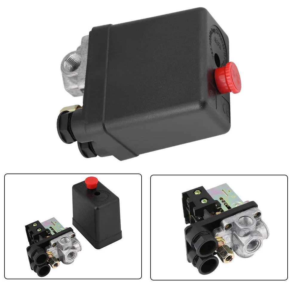 Przełącznik ciśnieniowy, sprężarka powietrza 220 V, przycisk, 4 otwory, regulator sprężarki powietrza z włącznikiem/wyłącznikiem, przyciskiem, regulatorem zaworu sterującego, wyłącznikiem kompresora