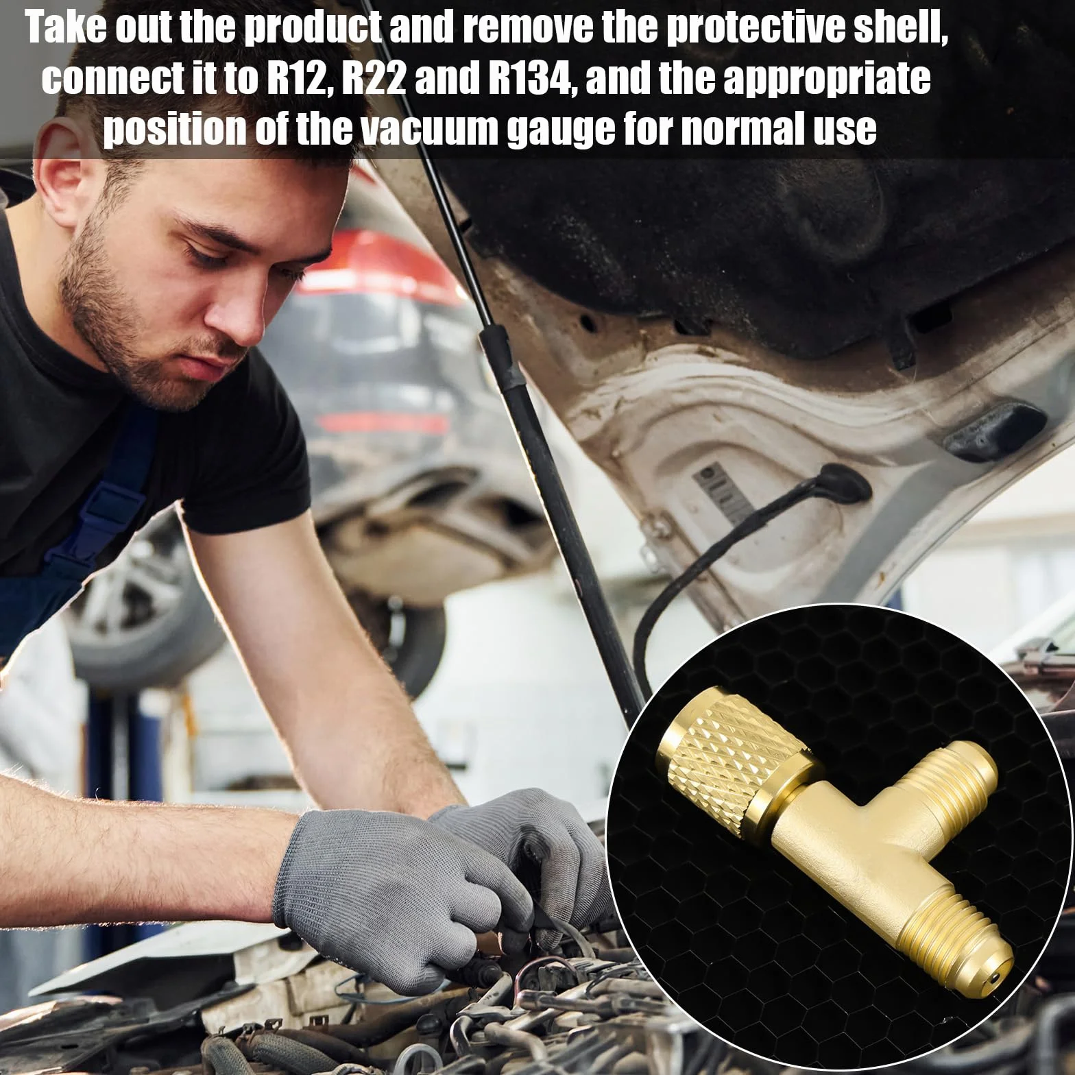 2szt Szybkozłączki Trójnik Dostępowy, 1/4'' Mosiężny Zawór SAE Adapter Trójnika do Części Klimatyzacyjnych do Manometru R22 R12 R134 Kolektor Pompy Próżniowej Głębokiej