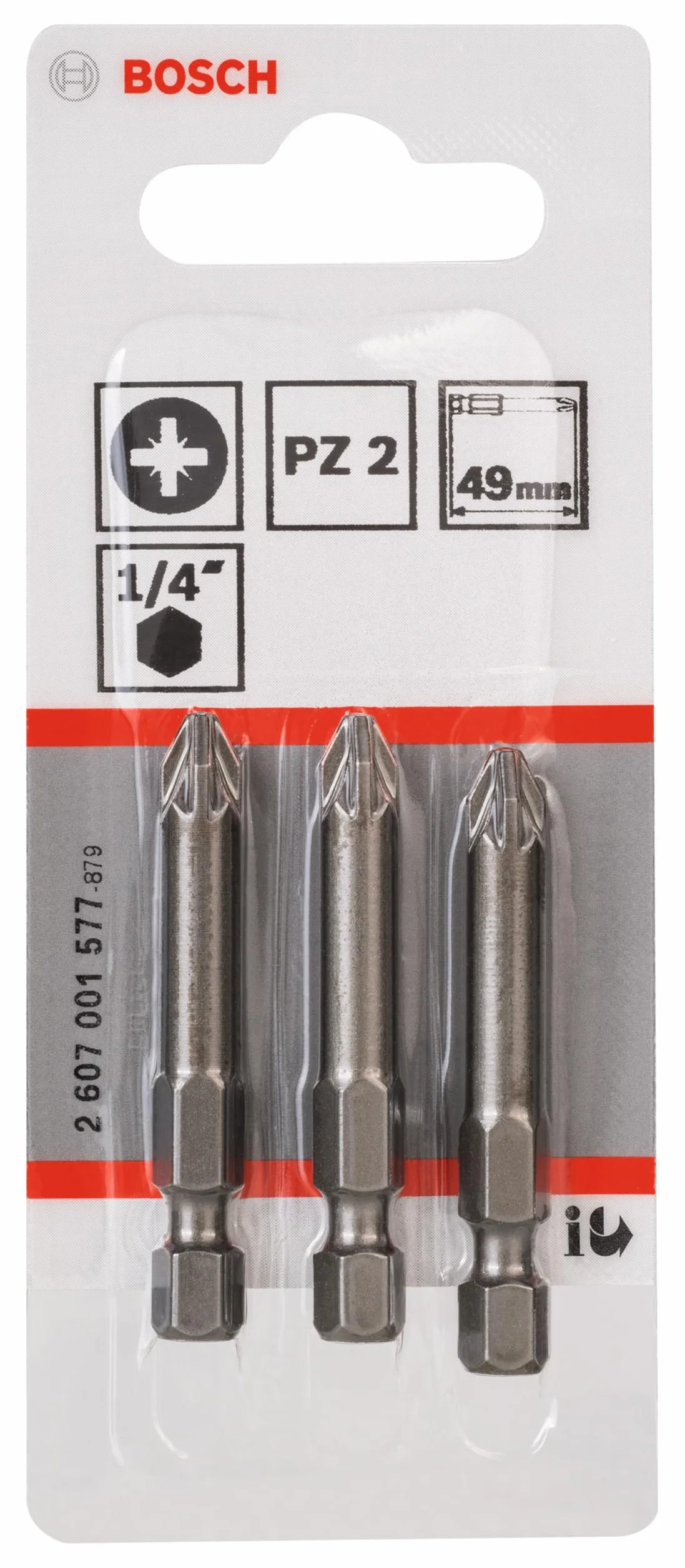 Bosch Professional Bit ekstra twardy do śrub krzyżowych Pozidriv (PZ2, długość: 49 mm, 3 sztuki)