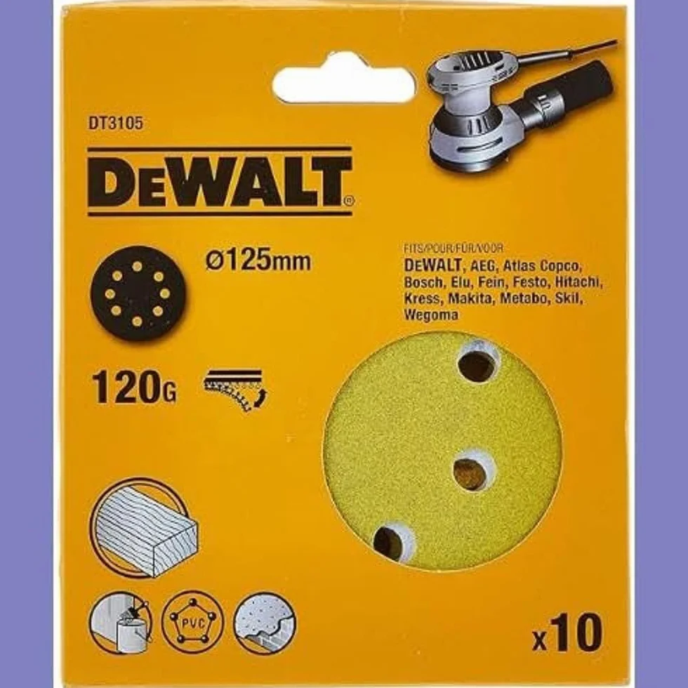 DeWALT Tarcza szlifierska 125 mm K120 8-L 10 sztuk, DT3105-QZ
