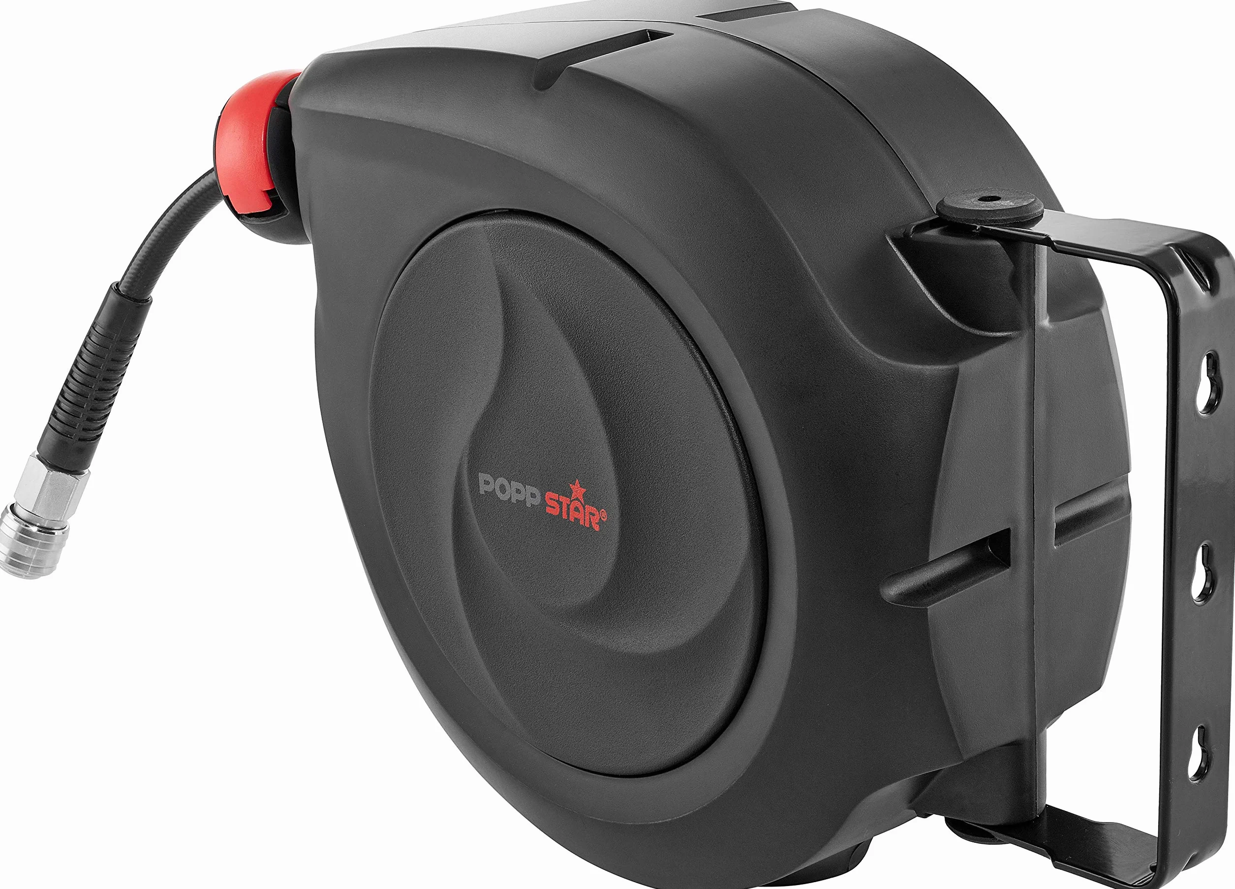 Poppstar wąż pneumatyczny zwijany (10m+1m, średnica 5/16"(8x12mm) szybkozłączka 1/4" BSPT) automatyczny zwijacz węża pneumatycznego Czarny