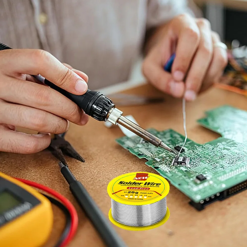 Cyna do lutowania 0,8 mm, bezołowiowa z rdzeniem kalafonii, cyna do lutowania z topnikiem 20 g, drut lutowniczy do naprawy i majsterkowania elektronicznych komponentów lutowniczych