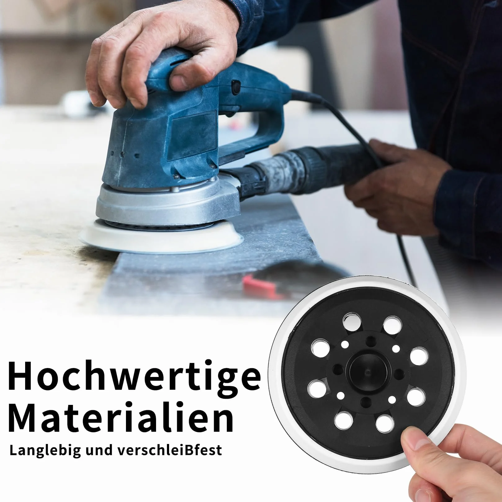 Talerz szlifierski 125 mm, płyta szlifierska 125 mm z 8 otworami, kompatybilna z Bosch PEX 300 AE PEX 400 AE, szlifierka mimośrodowa, talerz szlifierski, płyta szlifierska z systemem Hook i Loop do