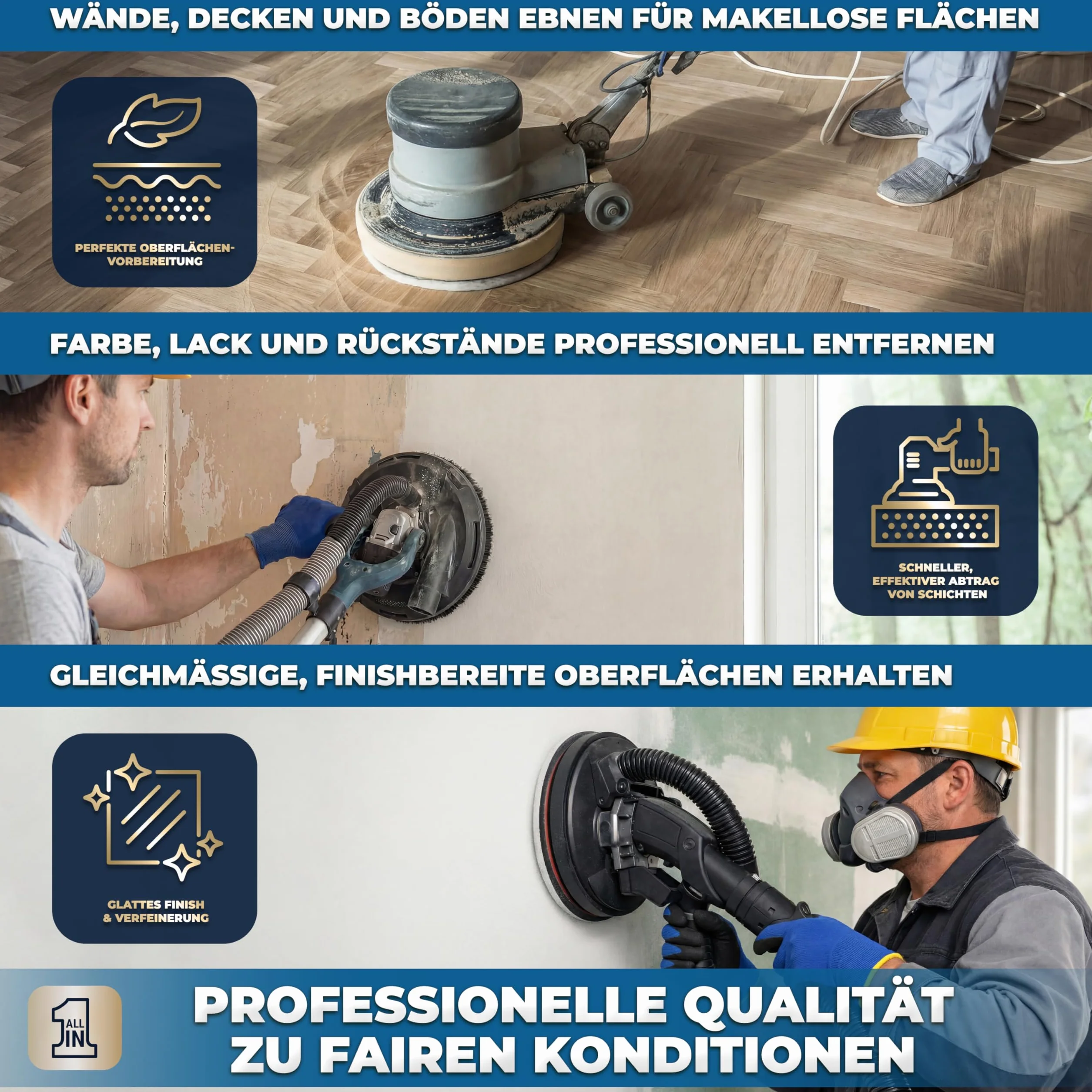 S&R Papier ścierny, 225 mm, rzep P120, 10-otworowe, żyrafa szlifierska 225 mm, 30-częściowy do szlifierek mimośrodowych, szlifierek z długą szyjką (żyrafa szlifierska), papier ścierny do ścian, sufitu