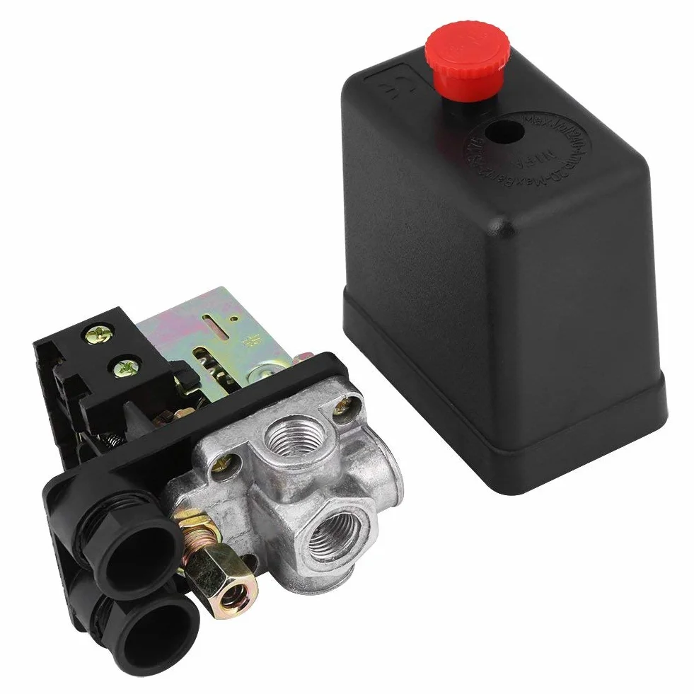Przełącznik ciśnieniowy, sprężarka powietrza 220 V, przycisk, 4 otwory, regulator sprężarki powietrza z włącznikiem/wyłącznikiem, przyciskiem, regulatorem zaworu sterującego, wyłącznikiem kompresora