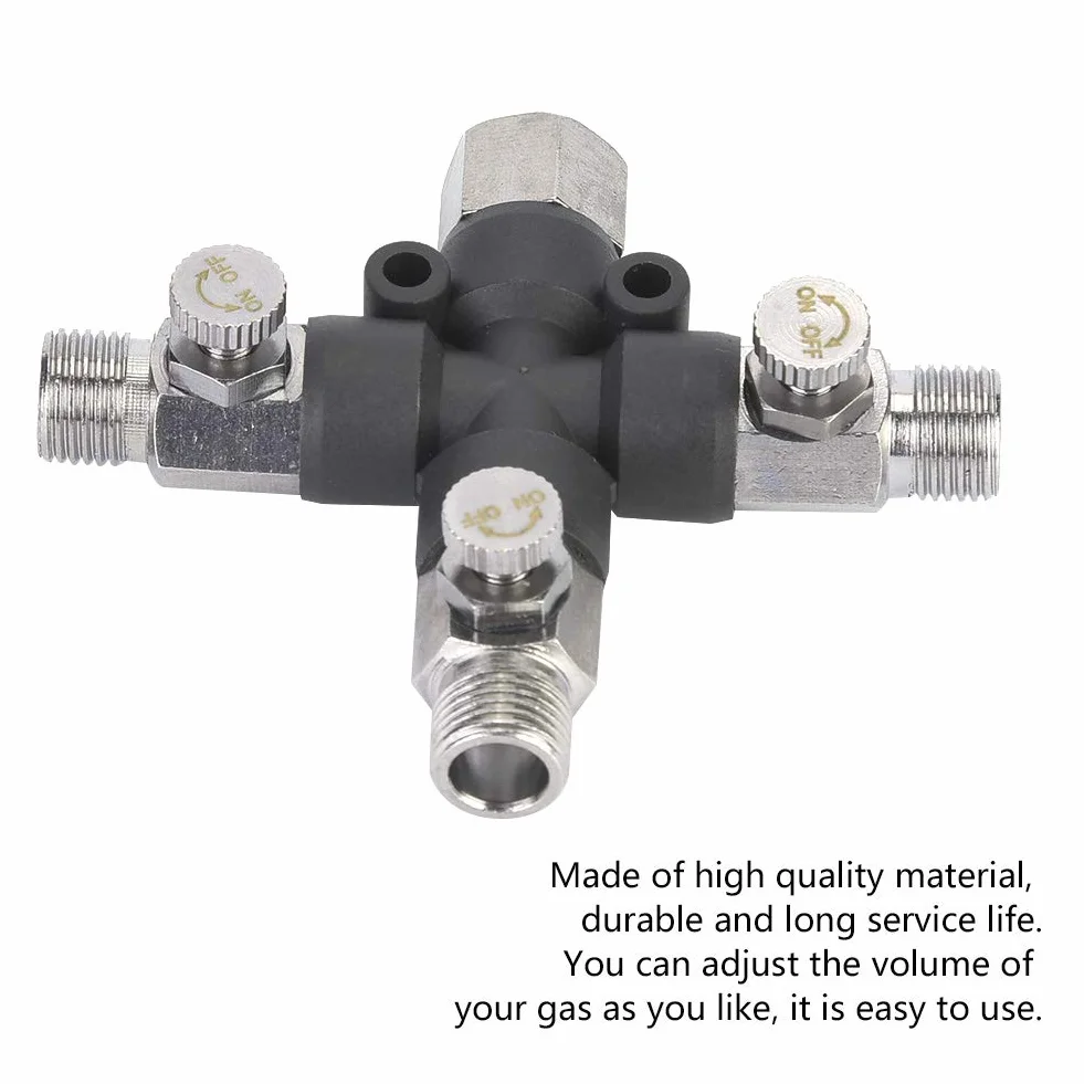 3-Dro?ny Adapter Rozdzielacza Powietrza do Aerografu, Z??cze W??a 1/8", Metalowy Dystrybutor Powietrza do Po??cze¨½ Aerografu