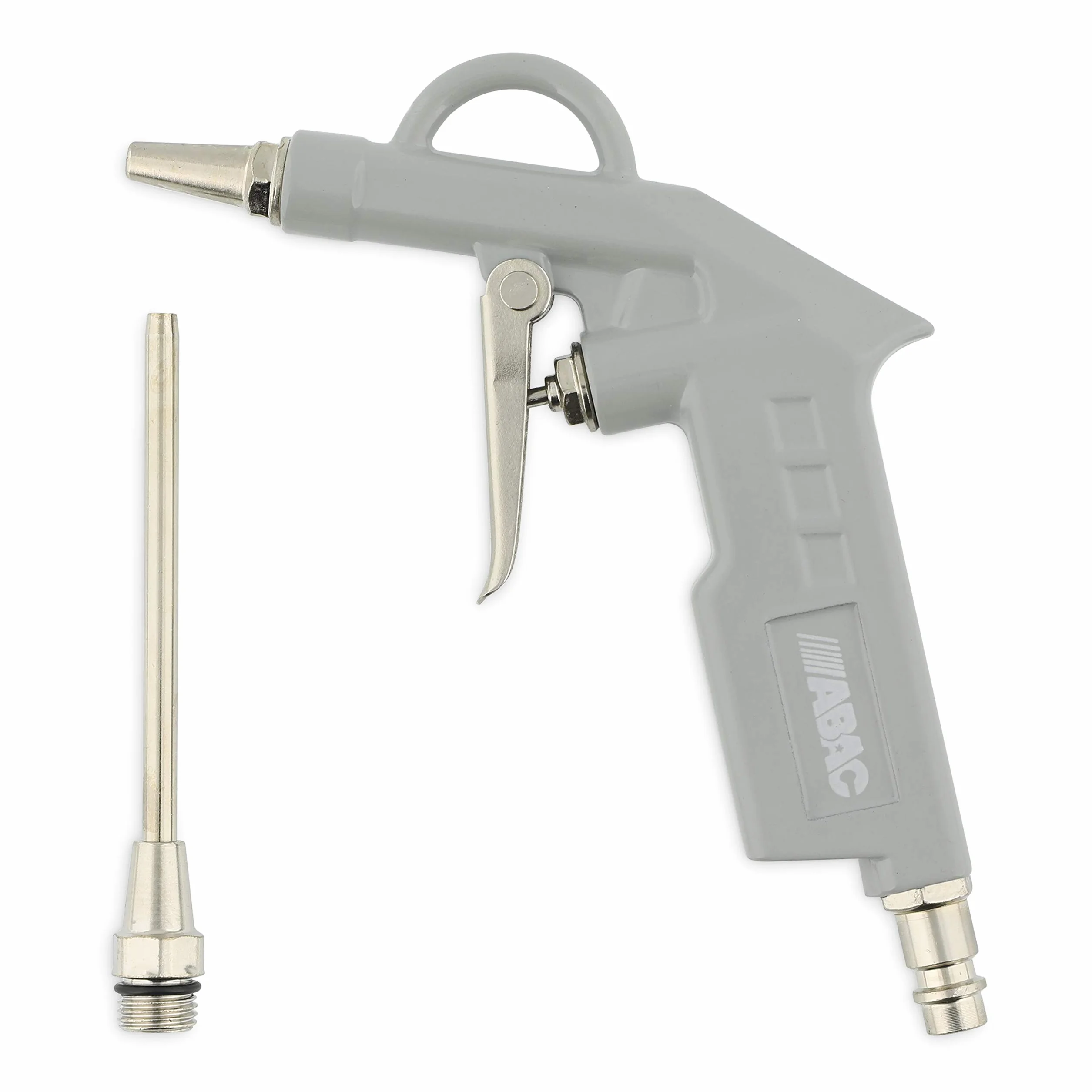 ABAC G-502 pistolet na sprężone powietrze, pistolet do wydmuchiwania/pistolet pneumatyczny z krótką dyszą o długości 10 cm, dysza Ø 2 mm, pistolet do czyszczenia sprężonego powietrza z maks.
