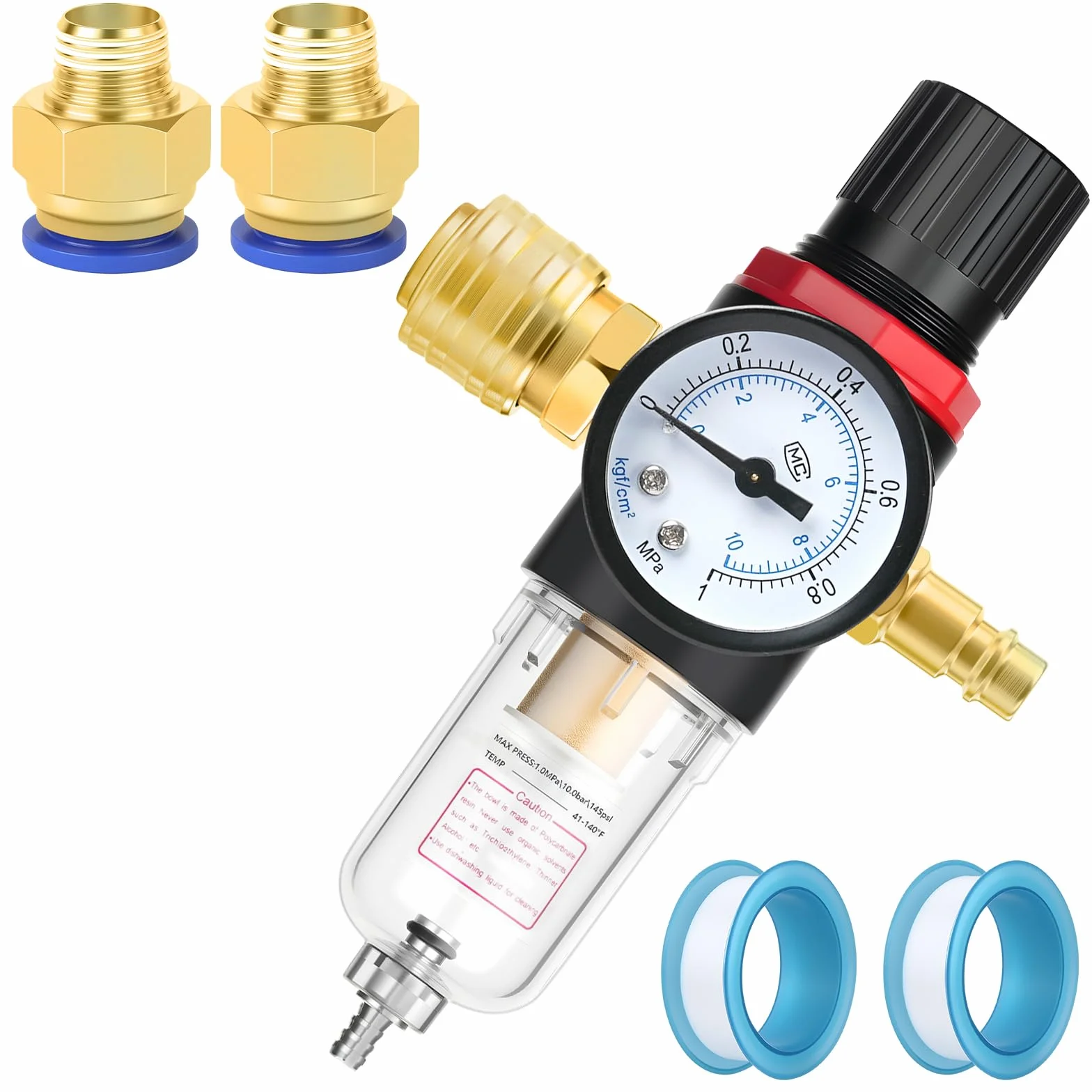 Regulator ciśnienia powietrza 1/10.2 cm, regulator filtra sprężonego powietrza, separator wody, smarownica do pułapki wilgoci/oleju, zestaw akcesoriów do narzędzi pneumatycznych