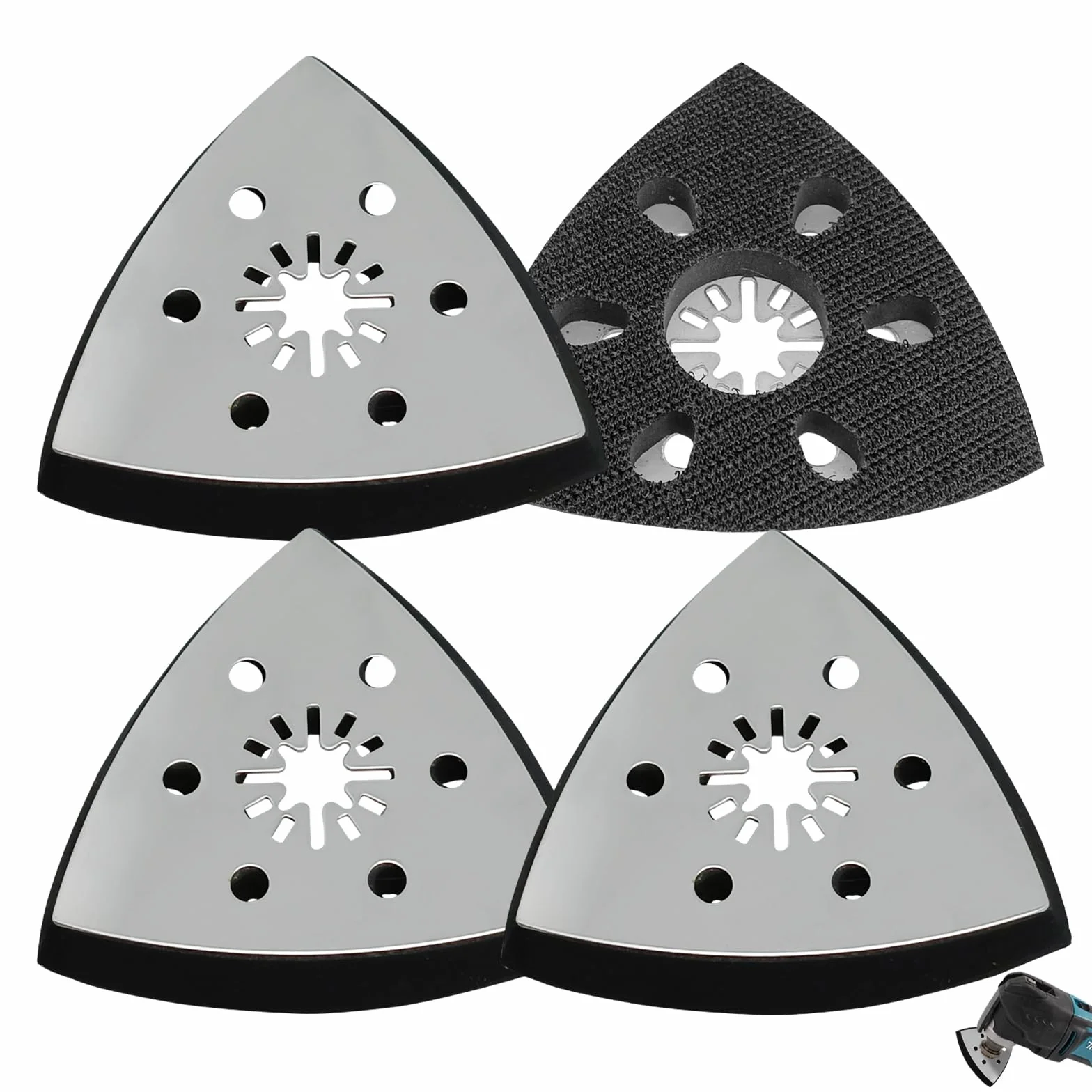 4 sztuki 90 mm podkładka do szlifowania wielofunkcyjnego, trójkątna płyta szlifierska, do trójkątnej szlifierki, szlifowanie narożne, wydajne bez martwych narożników