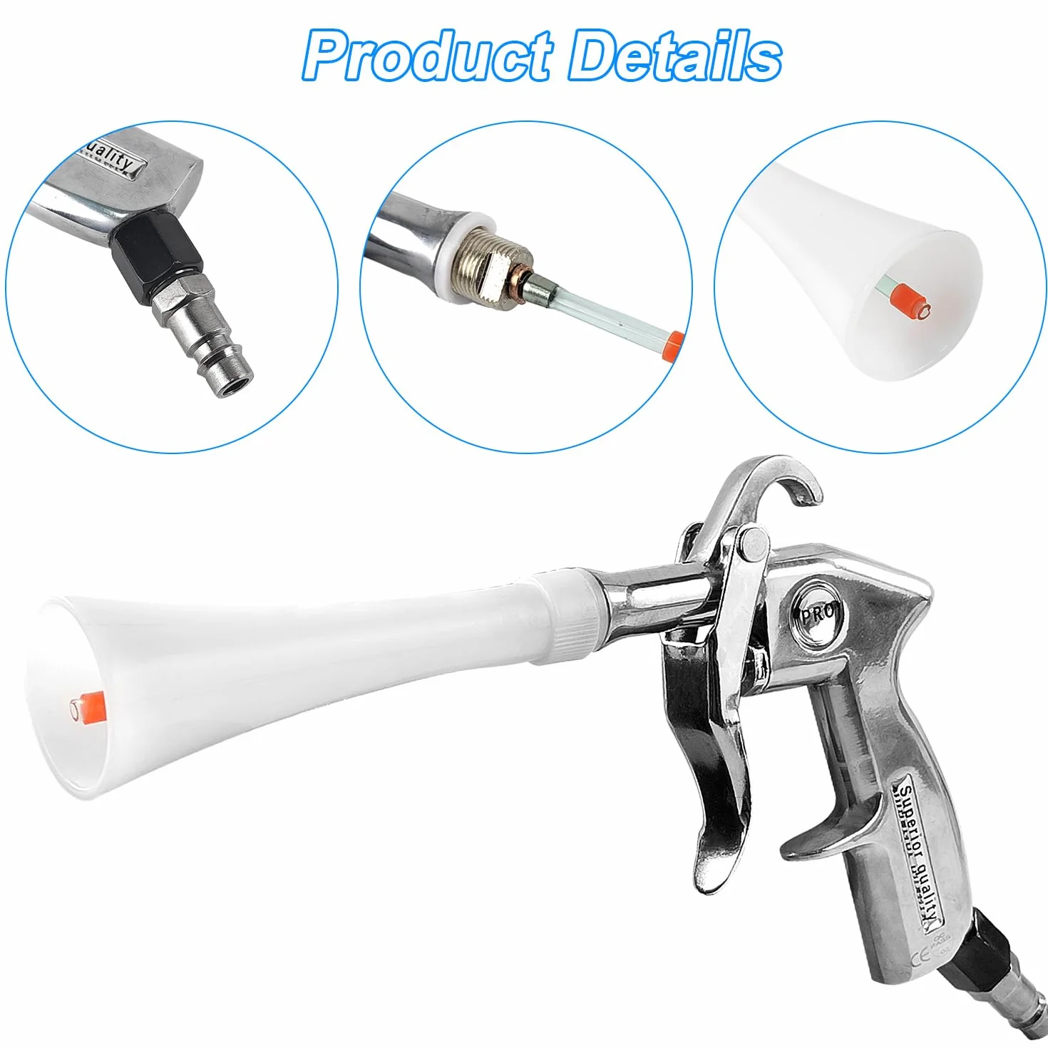 Pistolet do czyszczenia sprężonym powietrzem, 6-9,2 bar, ze stopu aluminium + PE, pistolet do wydmuchiwania sprężonego powietrza, pistolet pneumatyczny do mycia samochodów i podłóg