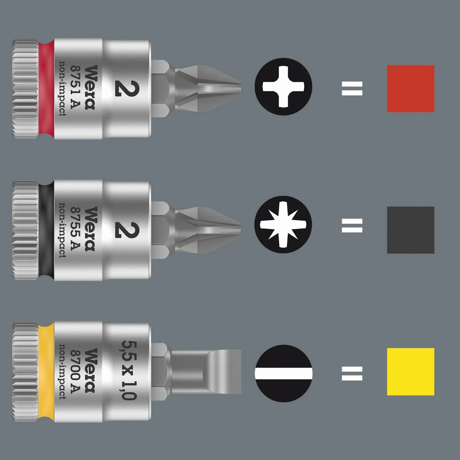 Wera 05003352001 8751 A PH Zyklop Bitnuss z napędem 1/4", czerwony, Ph 3 x 28 mm