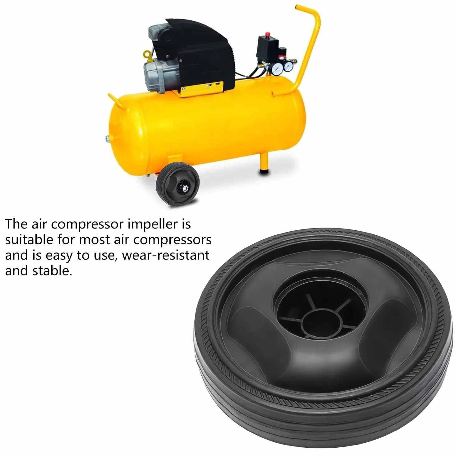 Othmro Plastikowe koło do sprężarki powietrza 115 mm, średnica zewnętrzna 28 mm, 2 szt