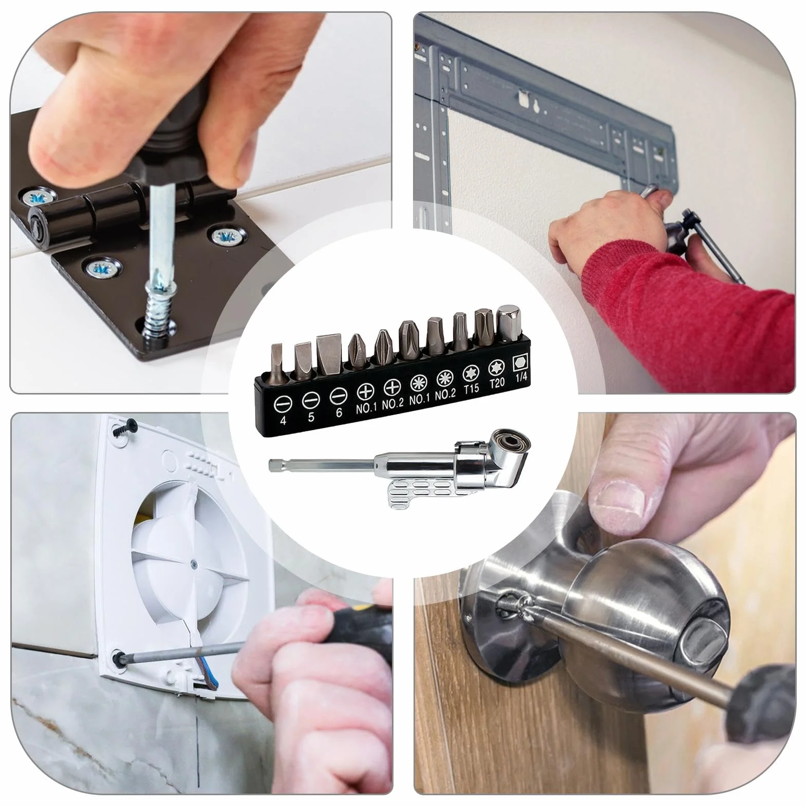 Right Angle Drill, Screwdriver Bit Set, Drill 90 Right Angle, Pocket Screwdriver, Extension Right Angle Drill, Versatile Right Angle Design Comprehensive Screwdriver Set for Men Husband Dad
