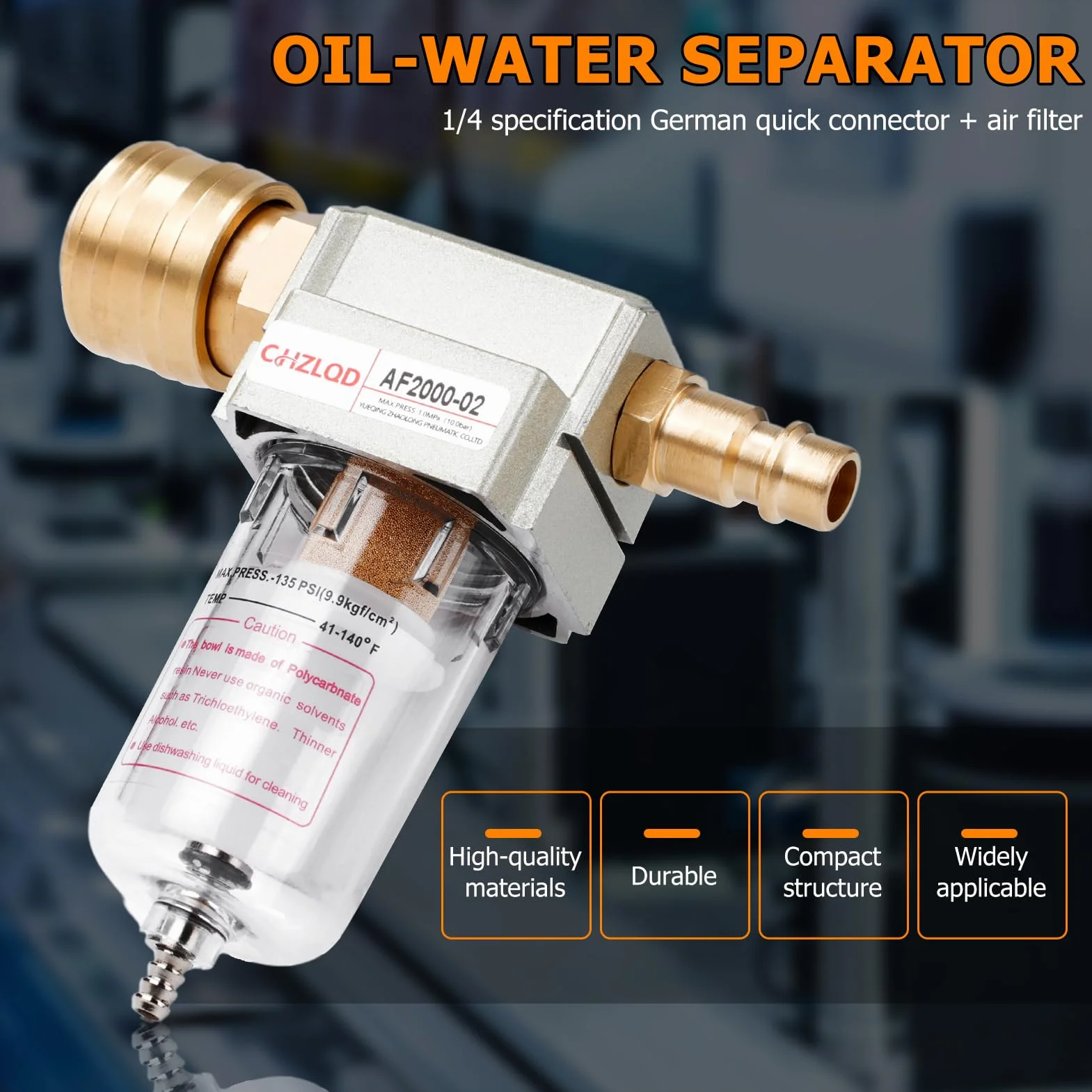 1/4 cala separator oleju z mosiądzu separator wody sprężone powietrze z szybkozłączką filtr sprężonego powietrza szybkozłącze do filtra kompresora, filtr sprężonego powietrza