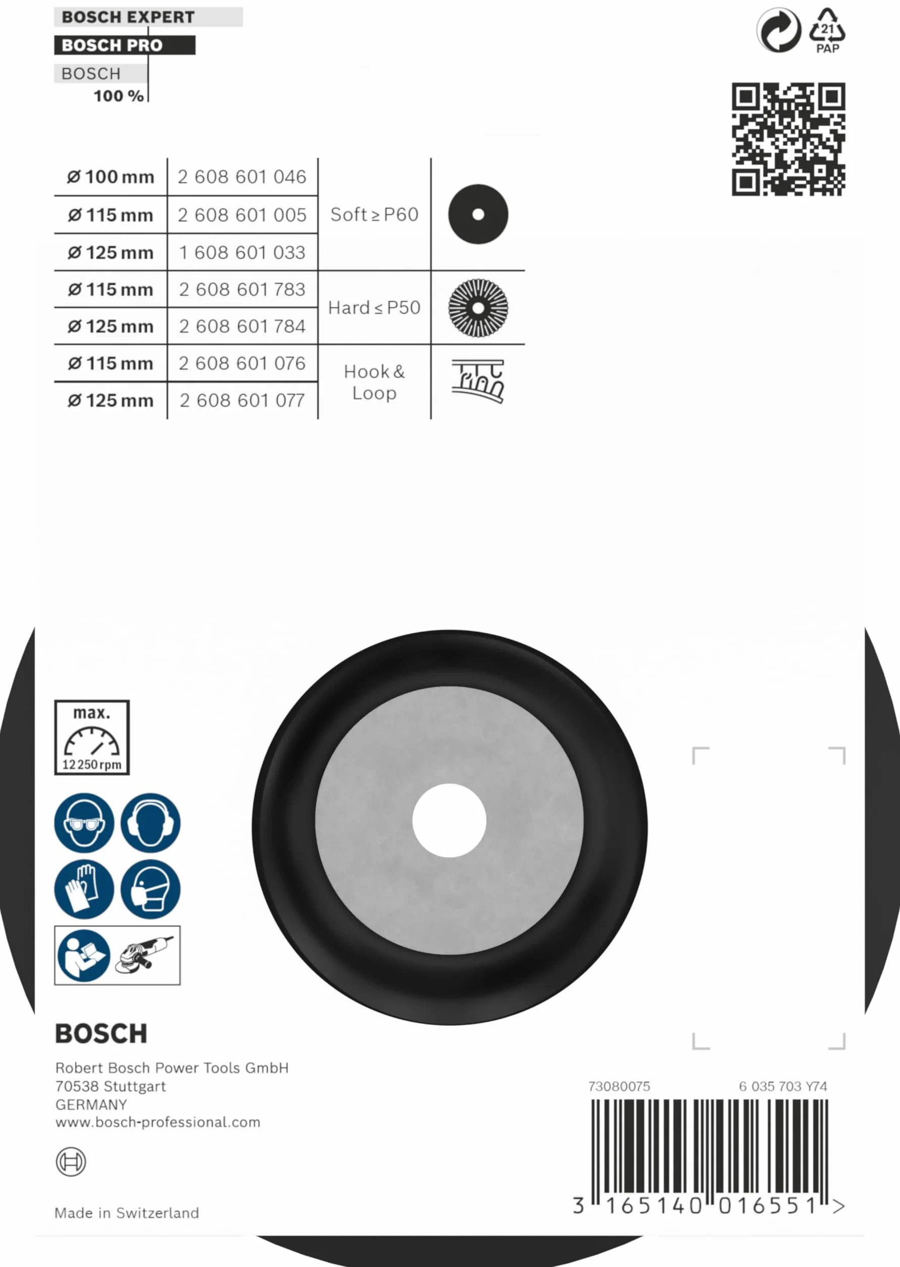 Bosch Profesional TALERZ POD FIBRĘ M14 125mm SOFT