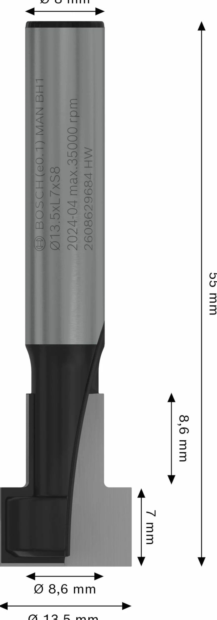 Bosch 1x Frez PRO Keyhole (do Miękkie drewno, Twarde drewno, Ø 8,6 mm, Professional Akcesoria Frez ręczny, Frez krawędziowy)