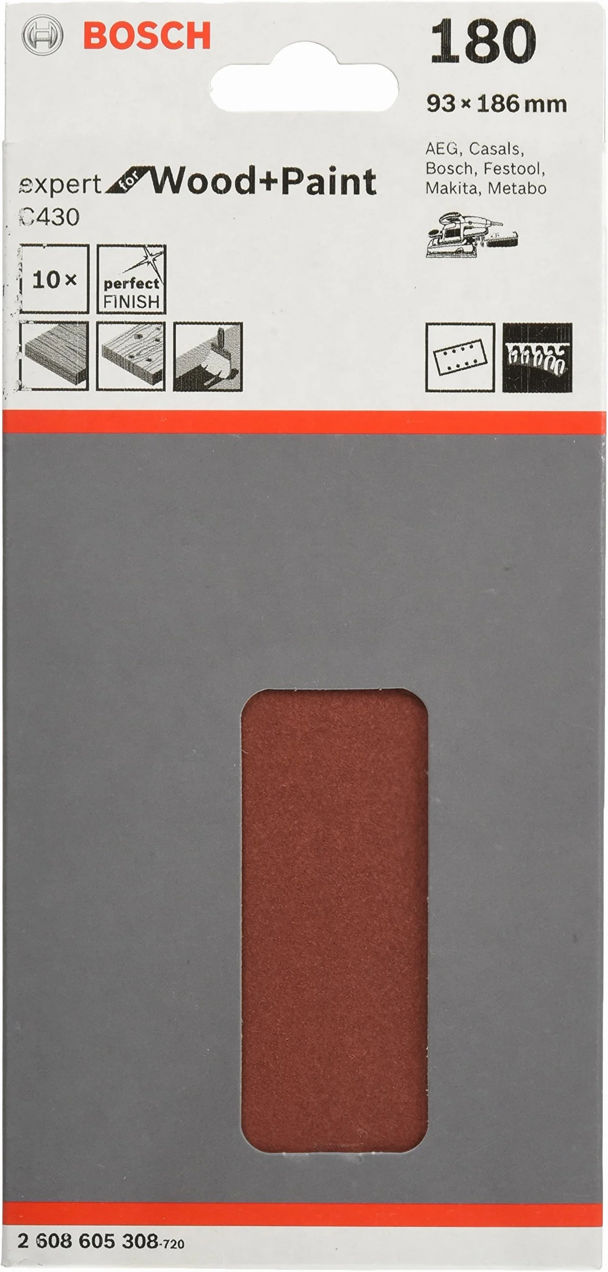 Bosch 2608605308 Arkusze szlifierskie 93 x 186 mm do szlifierek mimośrodowych