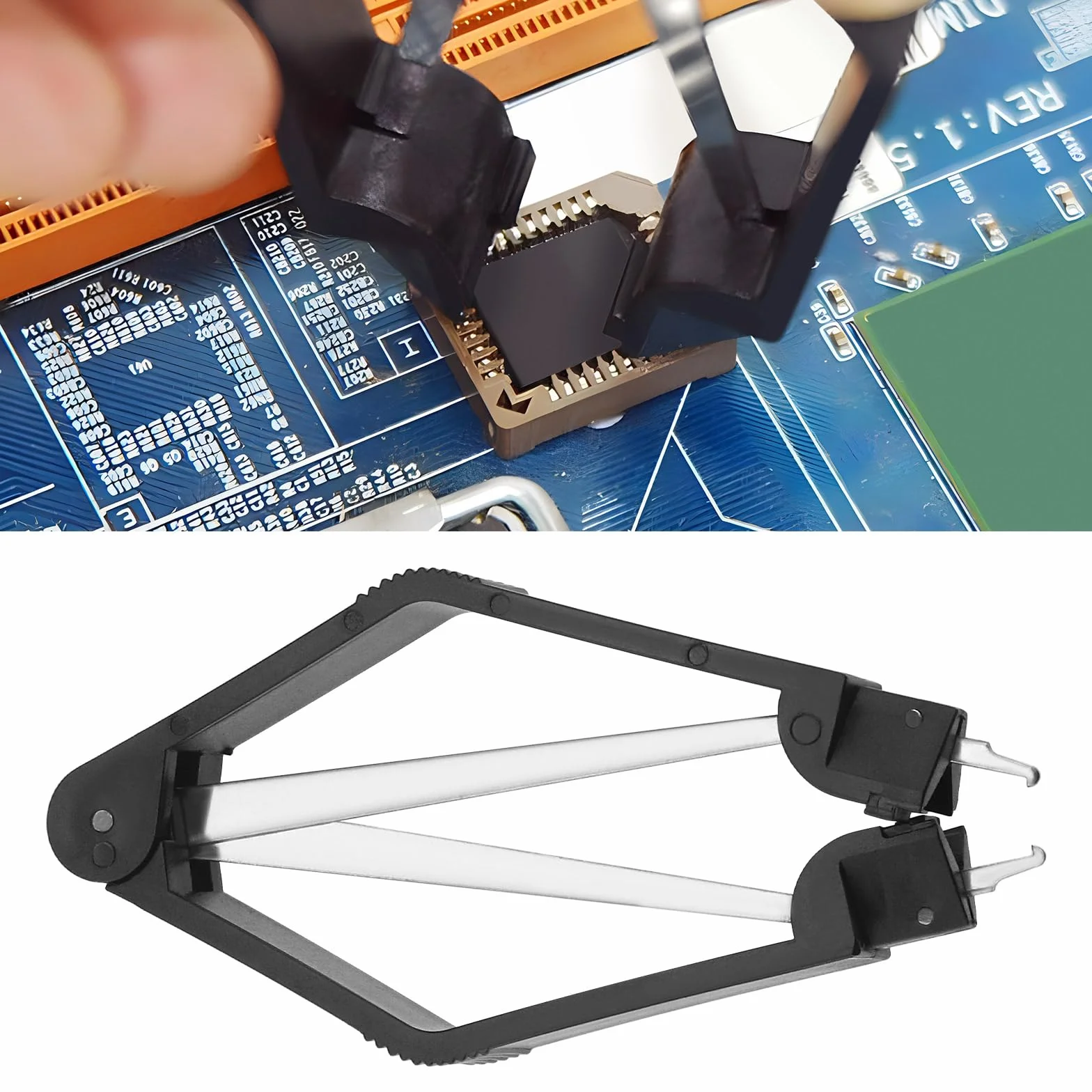 Create idea 2 szt. ekstraktor IC ze stali nierdzewnej, ściągacz chipów, narzędzie do ekstrakcji wiórów PLCC, narzędzie do usuwania wiórów, wspomagane sprężyną, ściągacz do chipów w kształcie litery U,