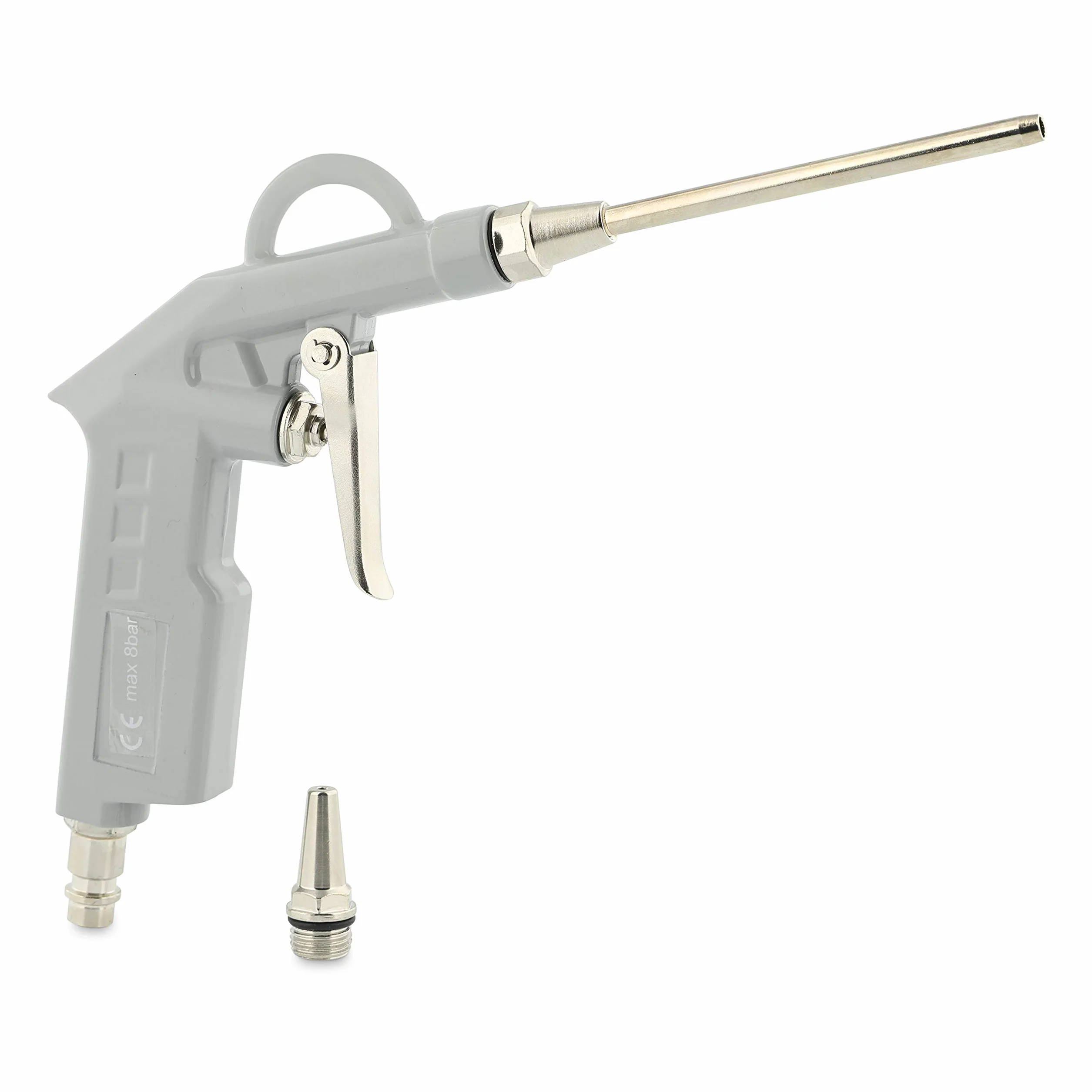 ABAC G-502 pistolet na sprężone powietrze, pistolet do wydmuchiwania/pistolet pneumatyczny z krótką dyszą o długości 10 cm, dysza Ø 2 mm, pistolet do czyszczenia sprężonego powietrza z maks.