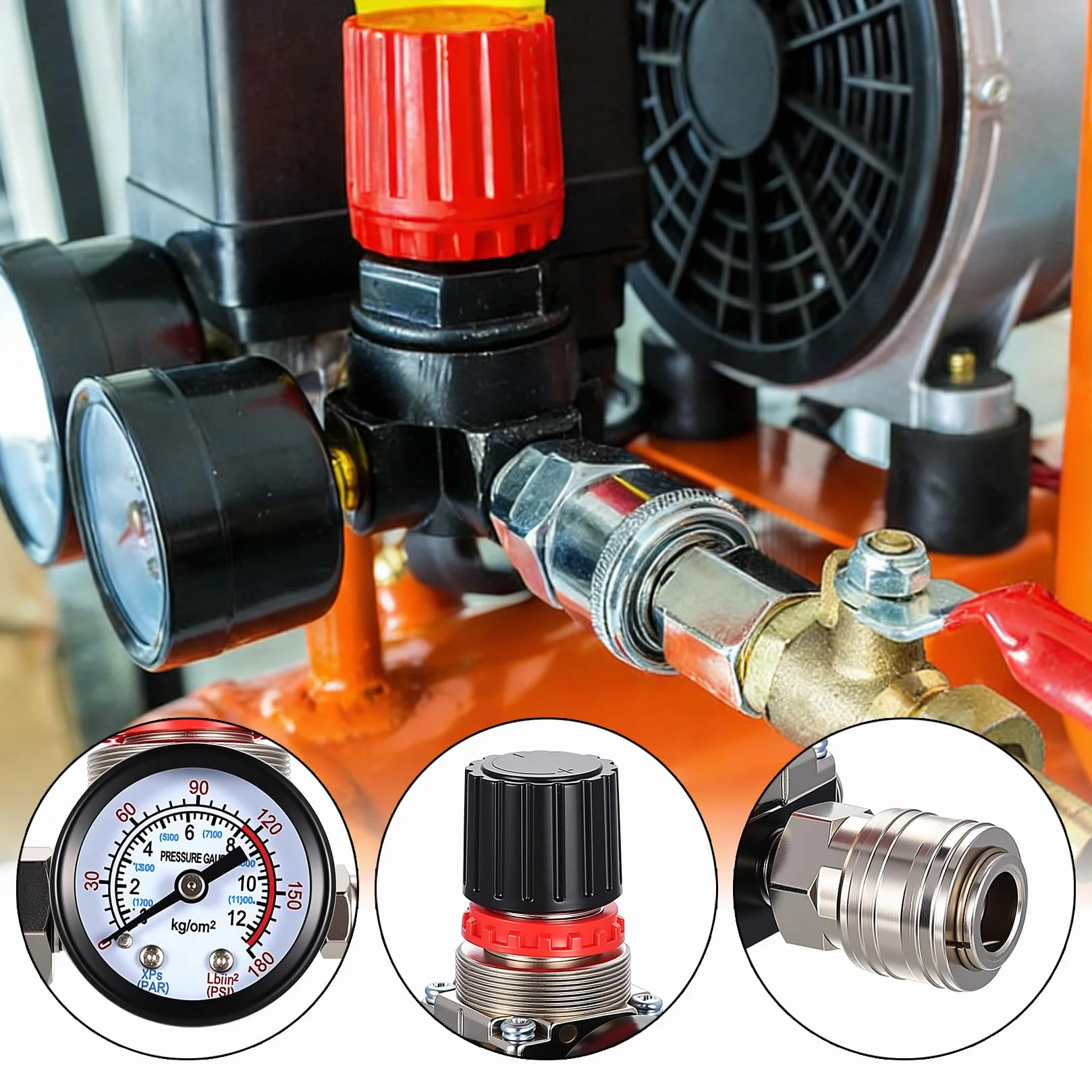 Regulator ciśnienia sprężarki powietrza 1/10.2 cm, przełącznik kontroli ciśnienia sprężarki powietrza z regulatorem zaworów, zawór sterujący 1/4 cala z 175PSI do narzędzi pneumatycznych
