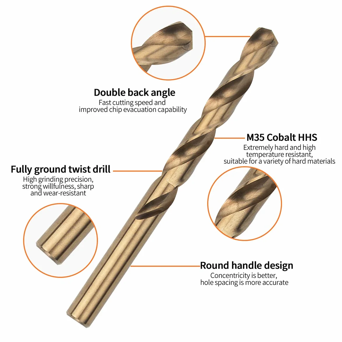 Meccion Wiertło HSS Cobalt Jobber 5 szt. wiertło kręte 6,0 mm do wiercenia stali nierdzewnej i metalu