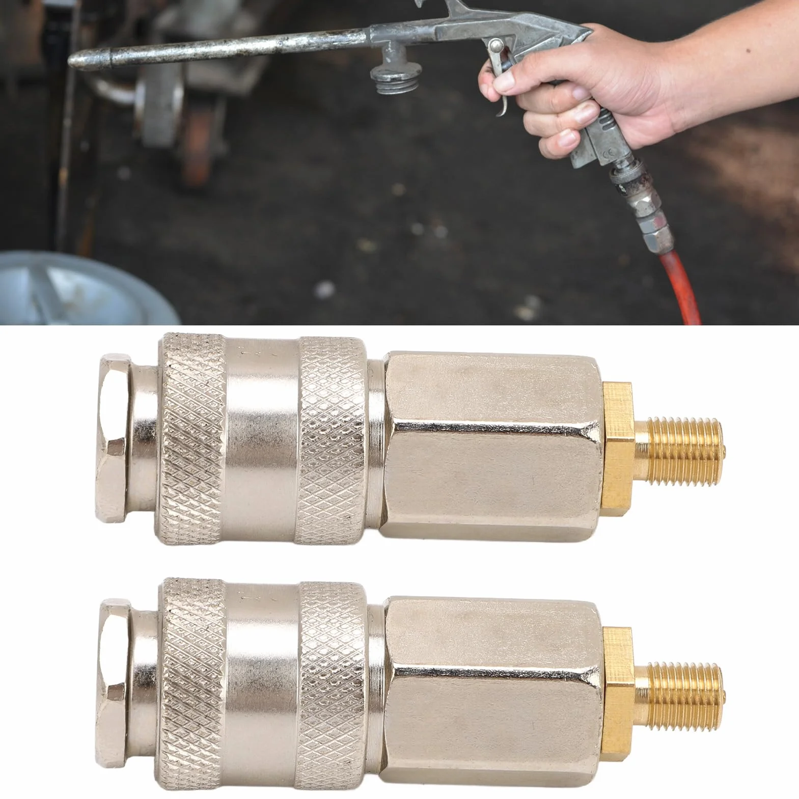 Adapter do Pompowania Opon, 2 Sztuki Adapterów do Przenośnych Sprężarek Powietrza Wytrzymały Stalowy Gwint Męski do Zaworu Amerykańskiego Szybkozłącze 3 w 1 do Pompki do Opon