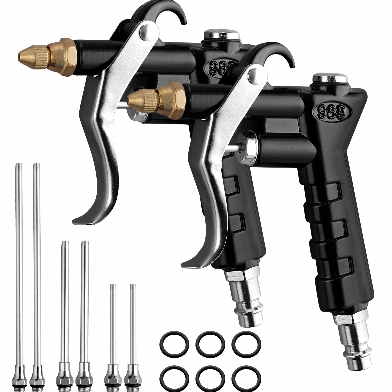 AUTOUTLET 2 x pistolet na sprężone powietrze do szybkozłączki 1/4" BSP, wysokociśnieniowy pistolet wydmuchowy z 6 dyszami i regulowanym wlotem powietrza, pistolet do wydmuchiwania sprężonego powietrza