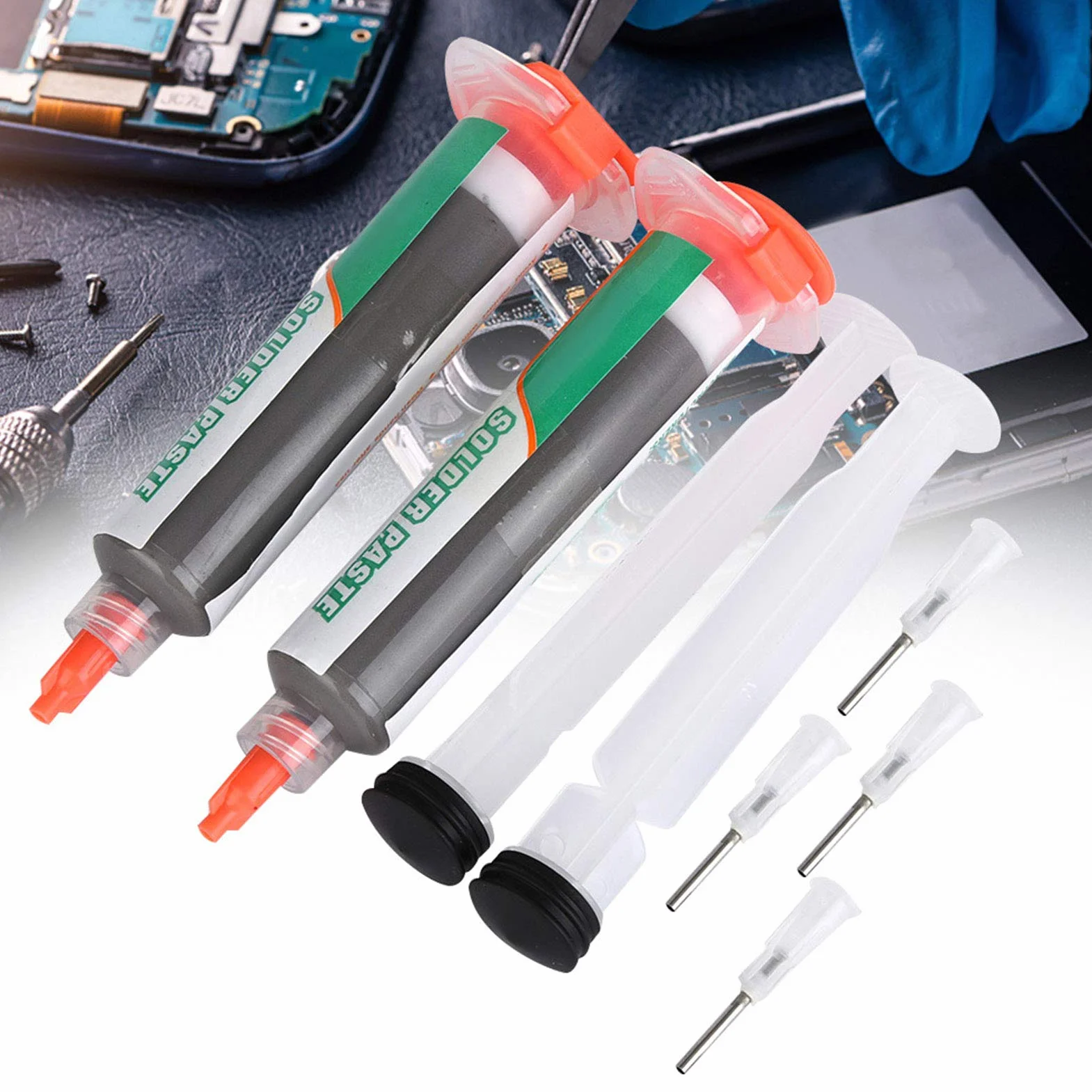 2 sztuki 50g pasta lutownicza Sn42 Bi58 SMD PCB do naprawy elektronicznej lepkość 100 138℃ strzykawka lutownicza dla płyt drukowanych