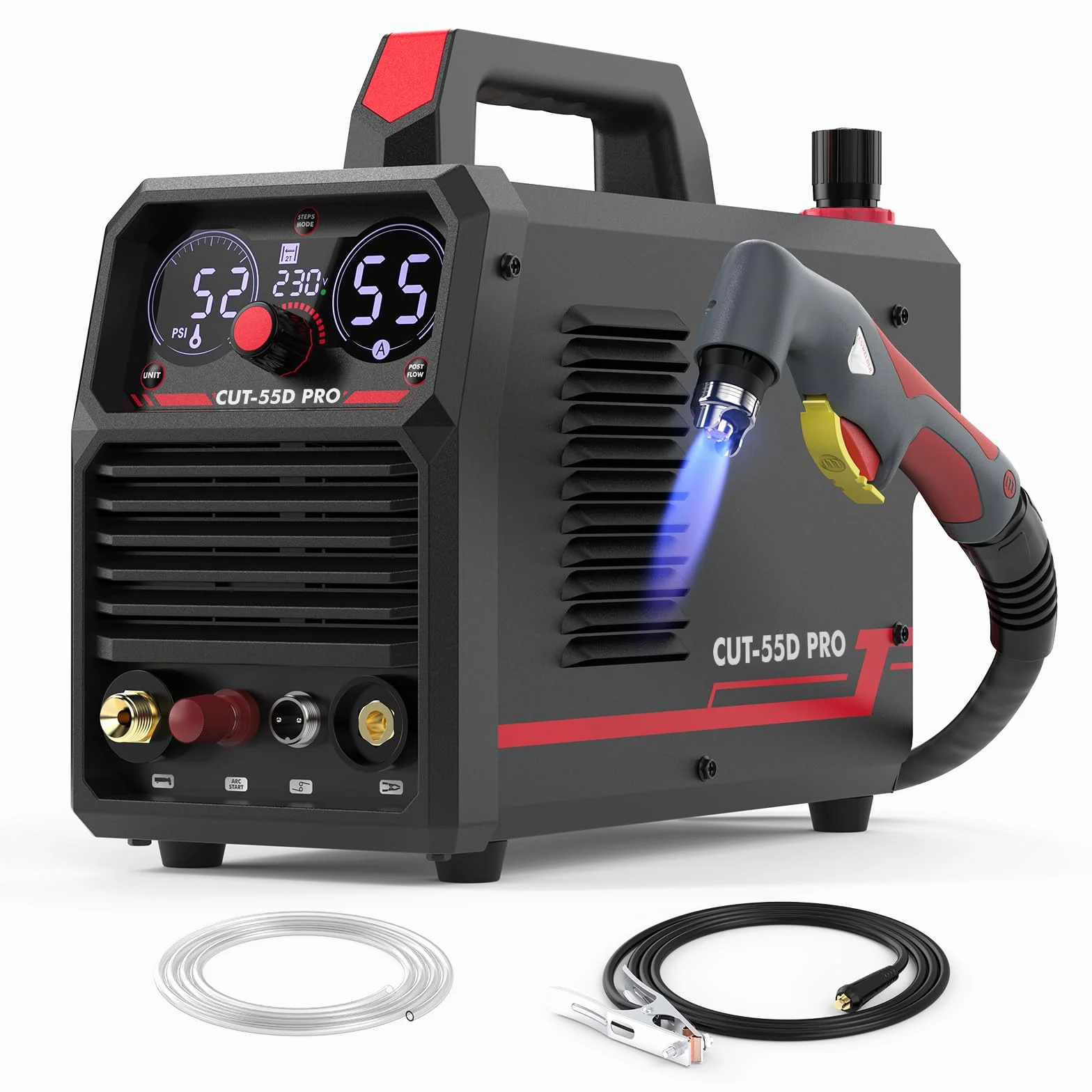 YESWELDER 55Amp bezdotykowa przecinarka plazmowa z łukiem pilotującym, maksymalna grubość cięcia 20mm, duży wyświetlacz cyfrowy LED, inwertorowa przecinarka plazmowa No-HF 230V IGBT