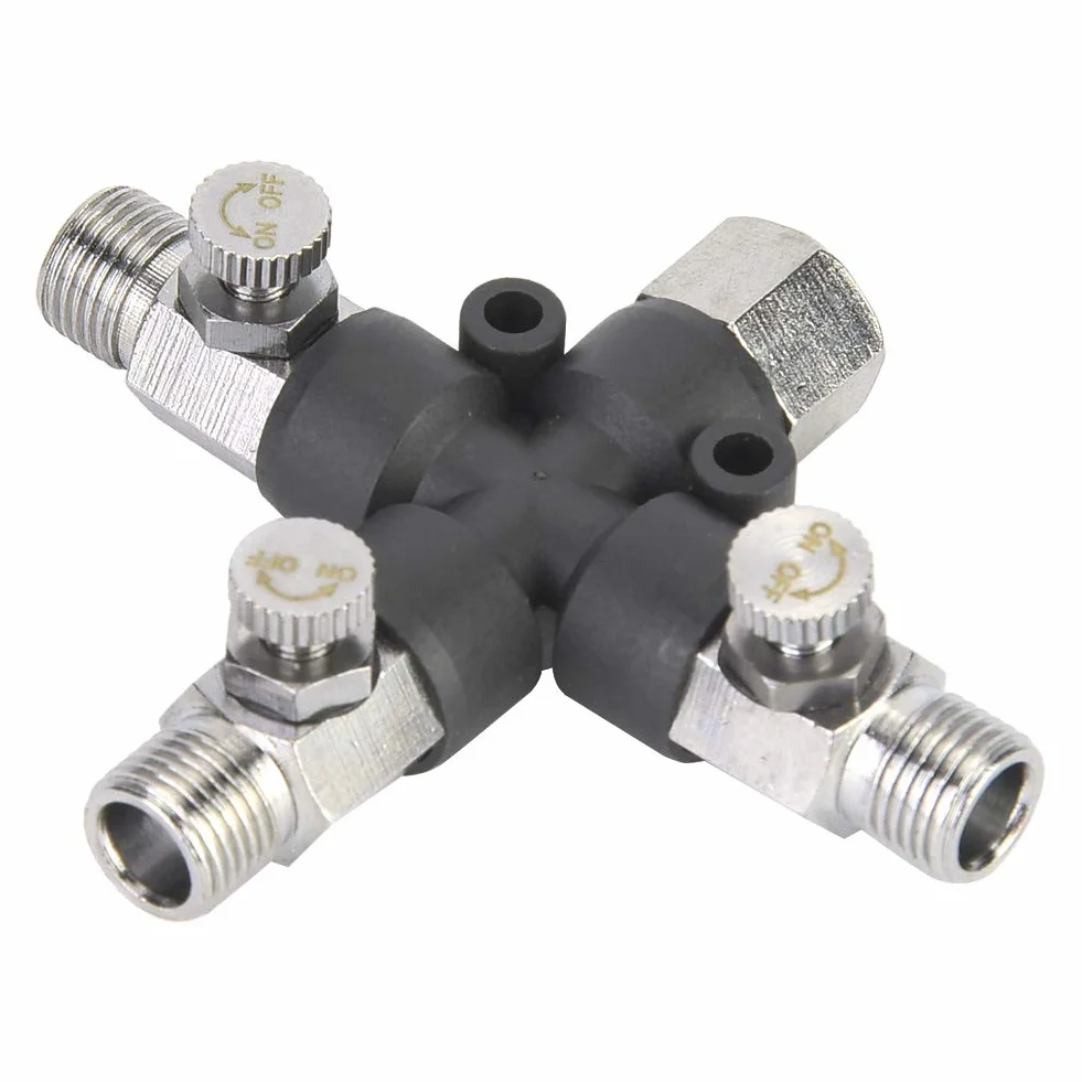 3-Dro?ny Adapter Rozdzielacza Powietrza do Aerografu, Z??cze W??a 1/8", Metalowy Dystrybutor Powietrza do Po??cze¨½ Aerografu