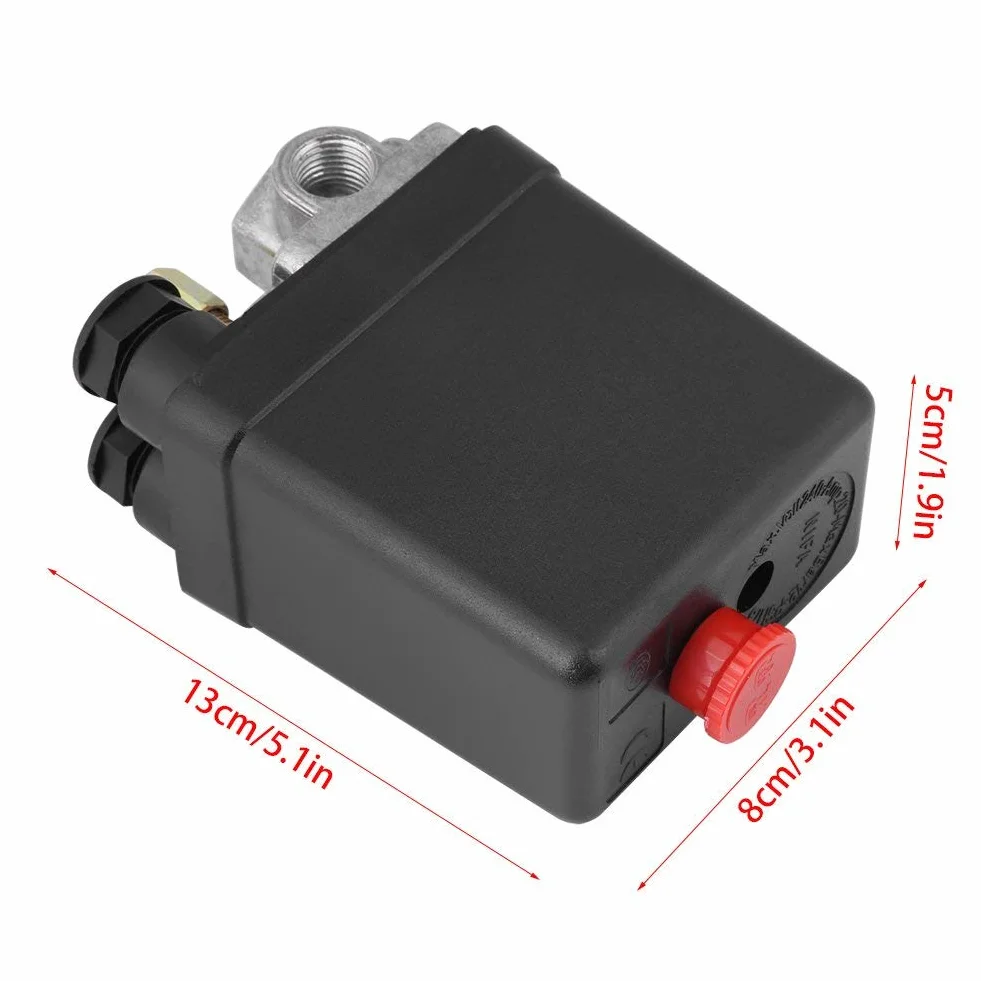 Przełącznik ciśnieniowy, sprężarka powietrza 220 V, przycisk, 4 otwory, regulator sprężarki powietrza z włącznikiem/wyłącznikiem, przyciskiem, regulatorem zaworu sterującego, wyłącznikiem kompresora