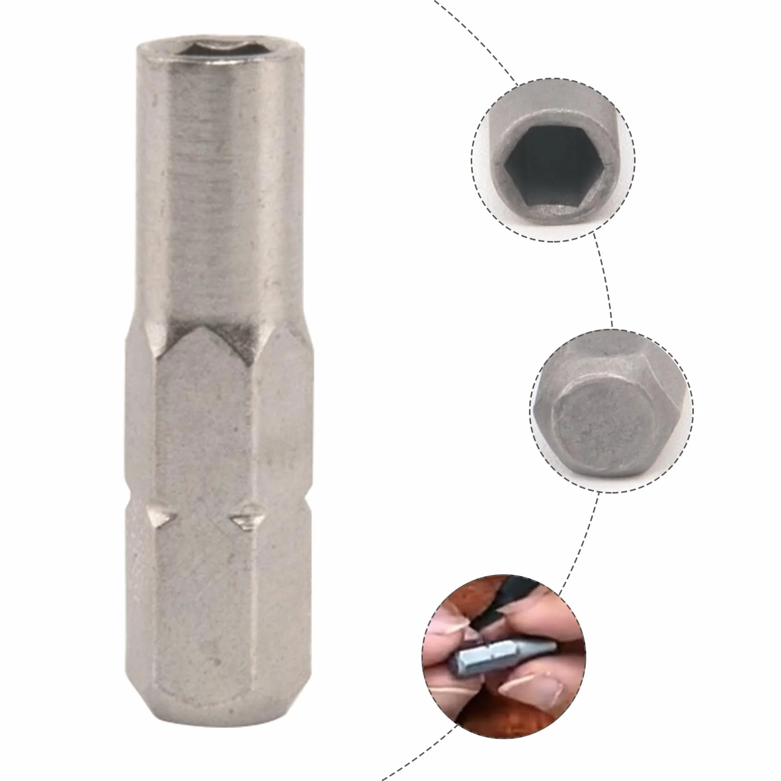 2 sztuki sześciokątnych nasadek wkrętakowych, adapter bitowy 1/4 cala, niklowany, magnetyczny konwerter sześciokątny, uchwyt 6,35 mm do 4 mm