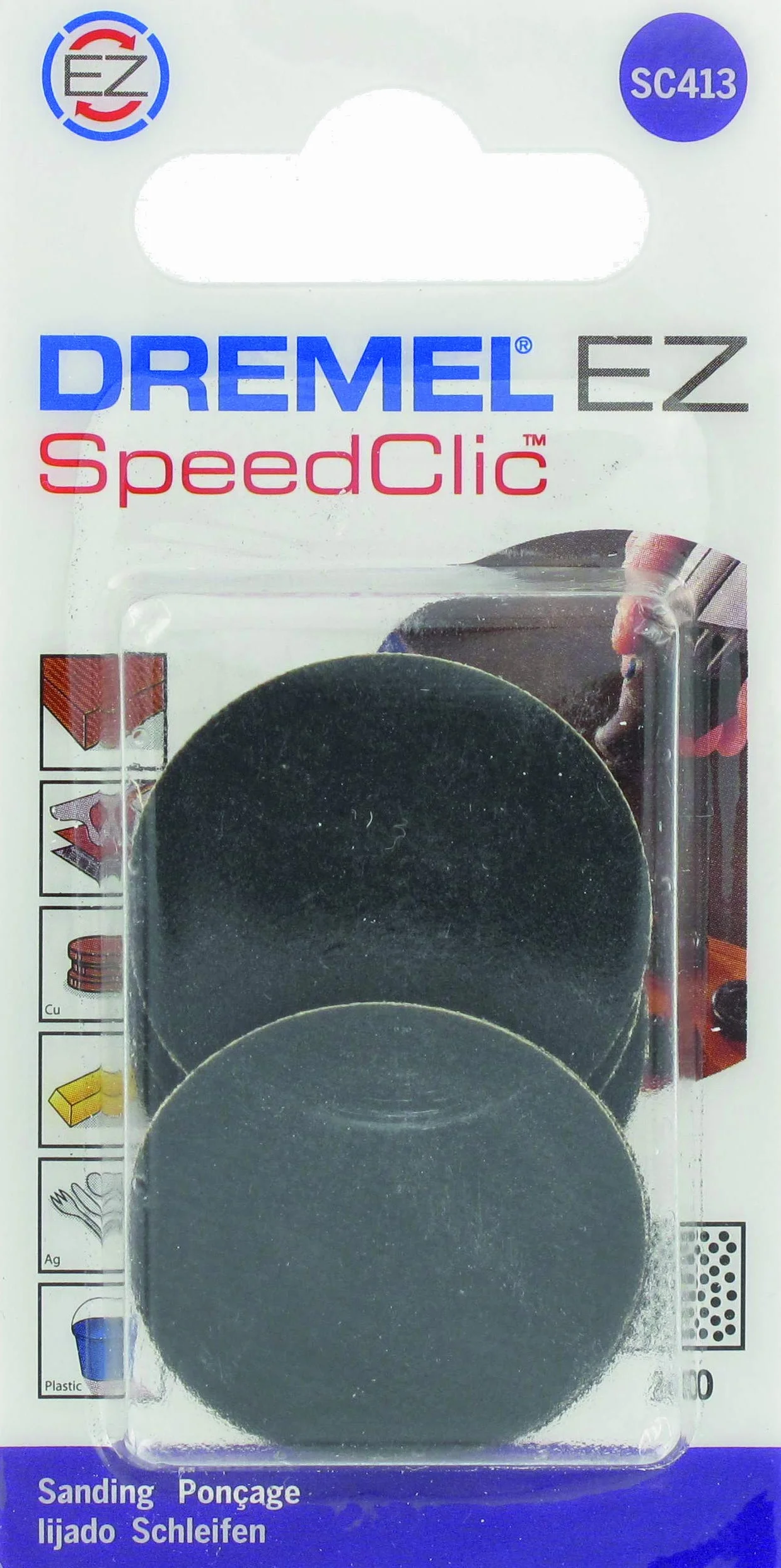 Dremel SC413 EZ SpeedClic tarcze szlifierskie w multiopakowaniu, 6 tarcz szlifierskich do szlifowania powierzchni płaskich i krawędzi (30 mm, ziarnistość 240)
