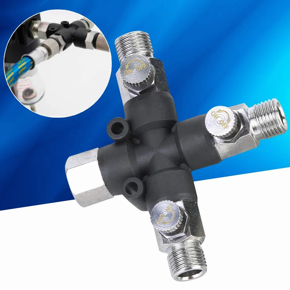 3-Dro?ny Adapter Rozdzielacza Powietrza do Aerografu, Z??cze W??a 1/8", Metalowy Dystrybutor Powietrza do Po??cze¨½ Aerografu