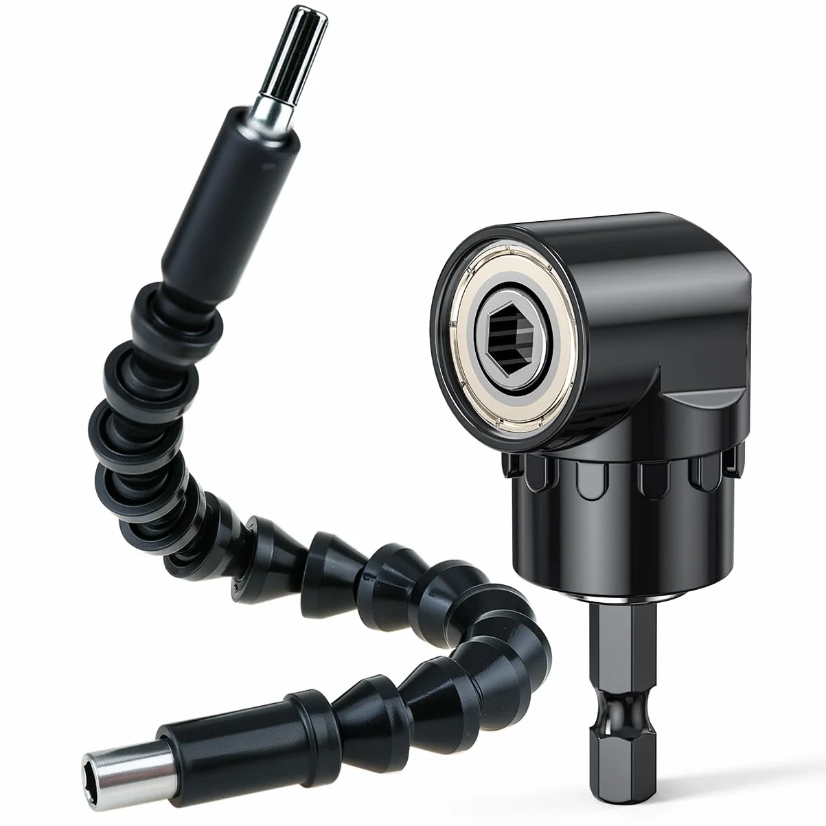 Elastyczny trzonek 300 mm, przedłużenie wiertła i klucz kątowy 105°, wielofunkcyjny kątowy uchwyt do bitów z magnetycznym uchwytem 1/4", adapter do wiercenia w wąskim pomieszczeniu