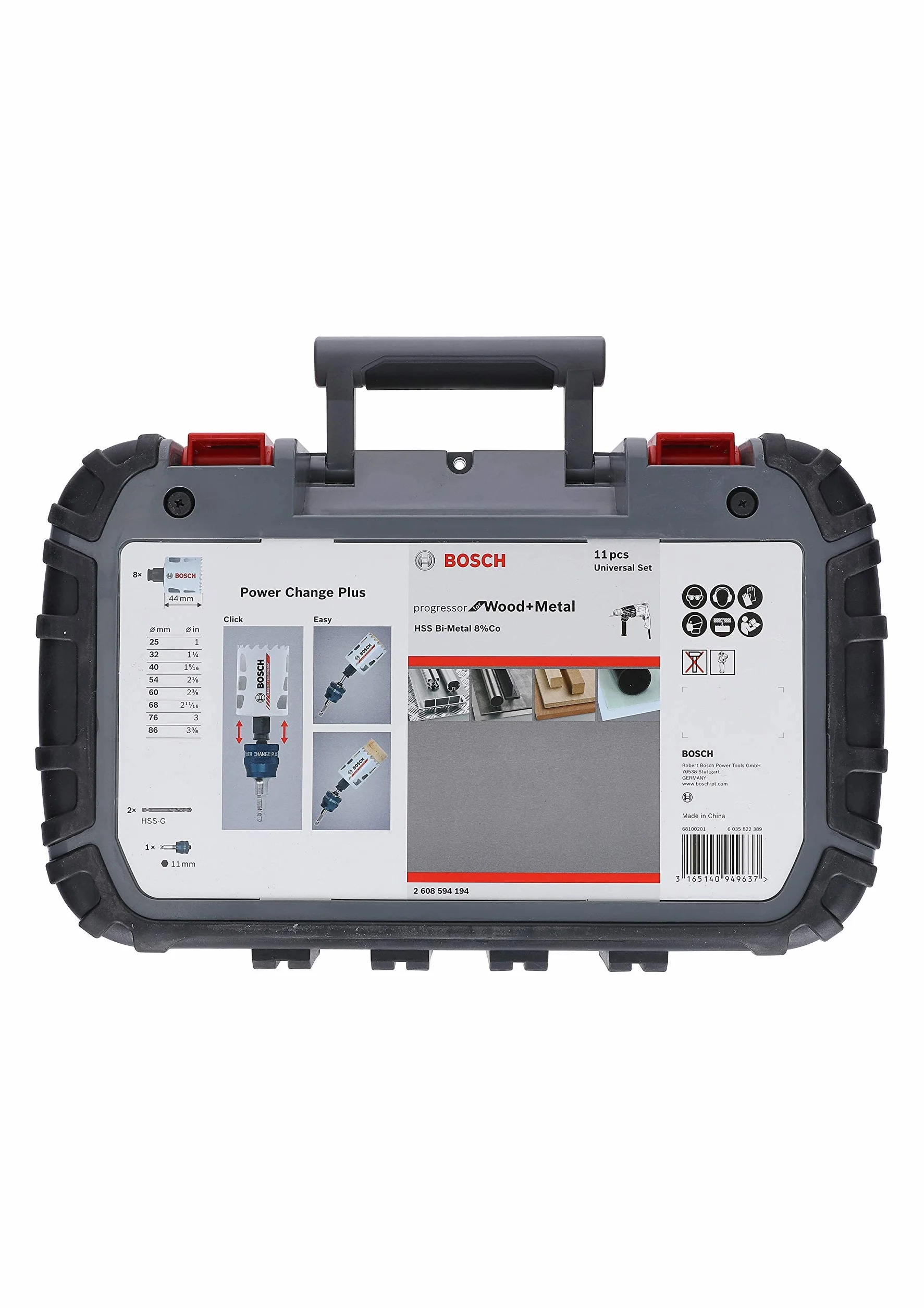 Bosch Accessories 11-częściowy Zestaw Otwornic Progressor for Wood & Metal Set (dla Elektryków, Ø 25-86 mm, Akcesoriów Wiertarek)