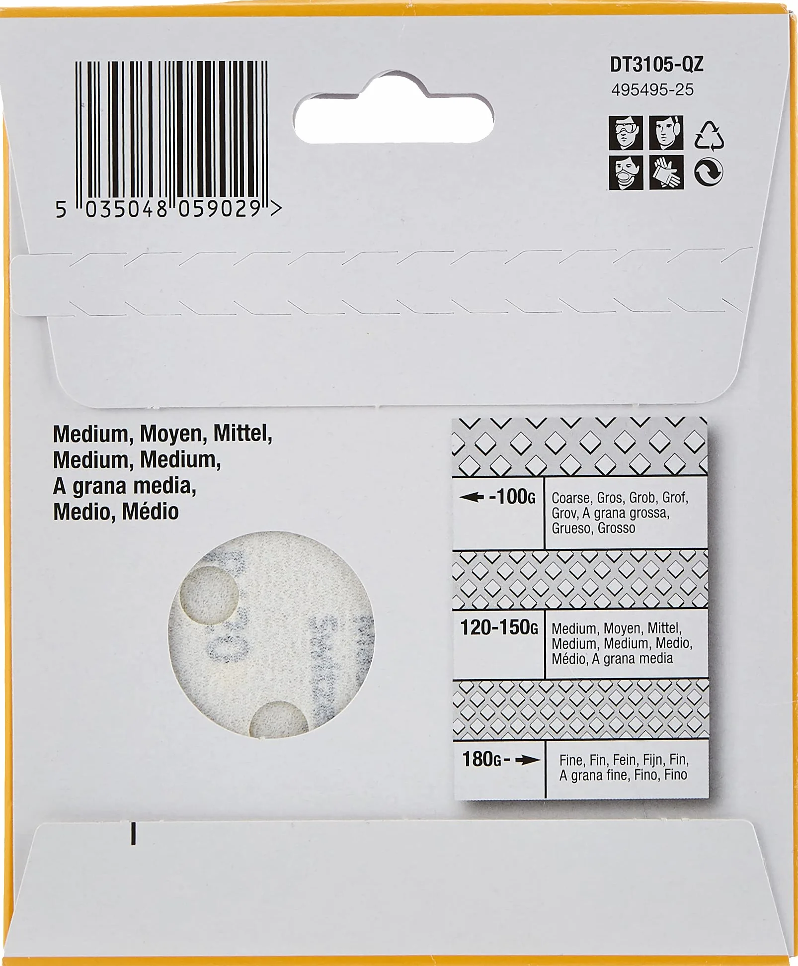 DeWALT Tarcza szlifierska 125 mm K120 8-L 10 sztuk, DT3105-QZ