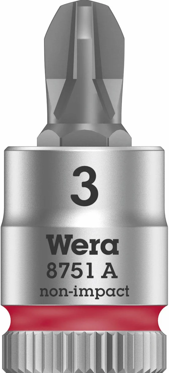 Wera 05003352001 8751 A PH Zyklop Bitnuss z napędem 1/4", czerwony, Ph 3 x 28 mm