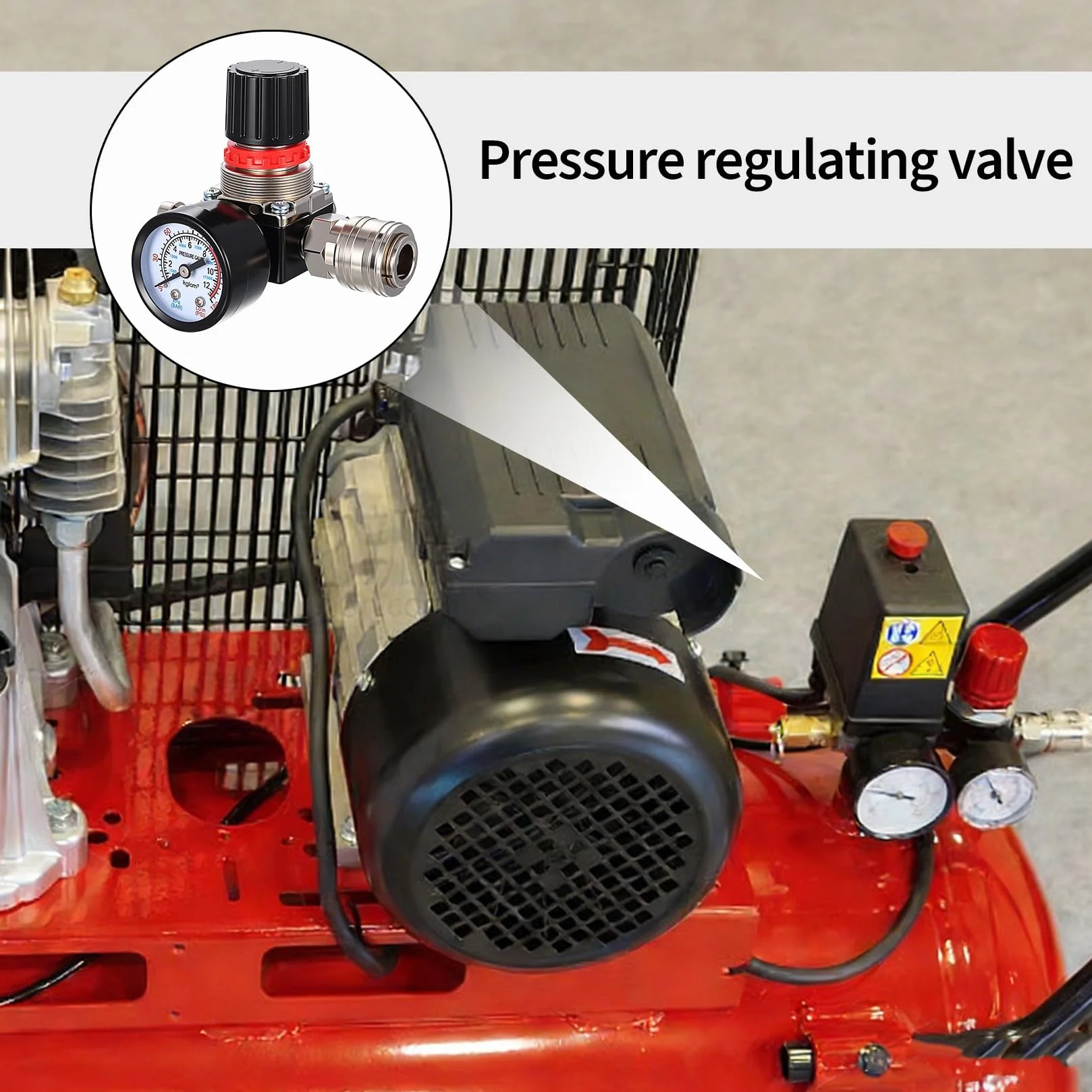 Regulator ciśnienia sprężarki powietrza 1/10.2 cm, przełącznik kontroli ciśnienia sprężarki powietrza z regulatorem zaworów, zawór sterujący 1/4 cala z 175PSI do narzędzi pneumatycznych